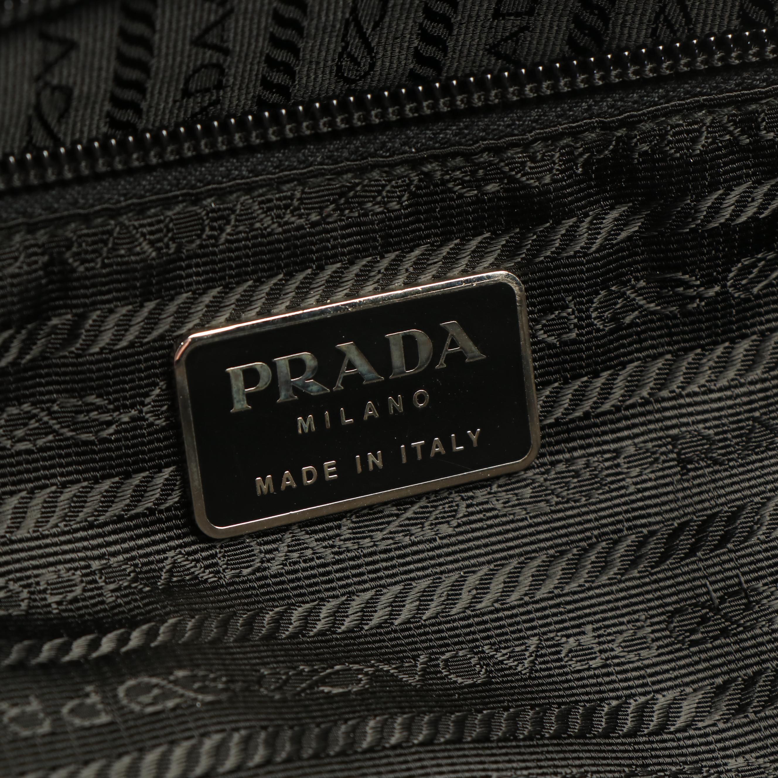 Prada Handbag in Black Tessuto Nylon and Patent Leather
