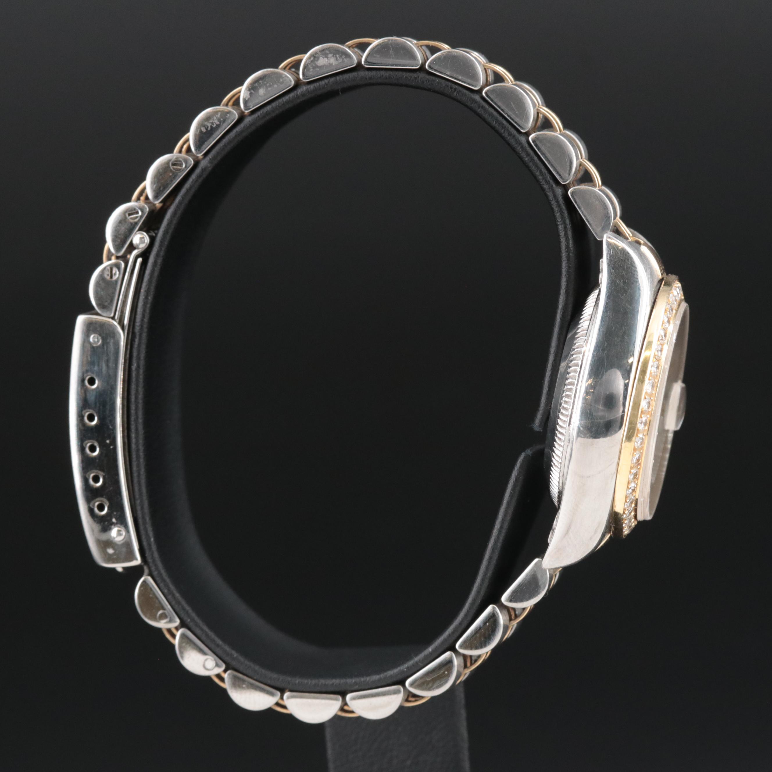 Rolex Datejust 18K Gold Steel Custom Diamond Bezel and Dial Automatic Watch