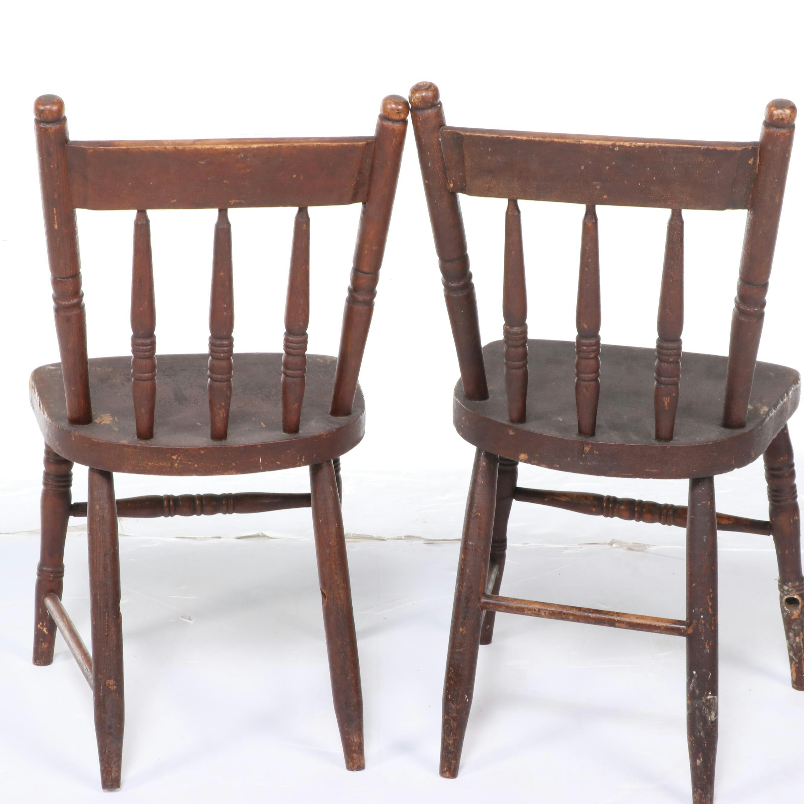 Primitive Style Pine Lift-Top School Desk with Children's Side Chairs