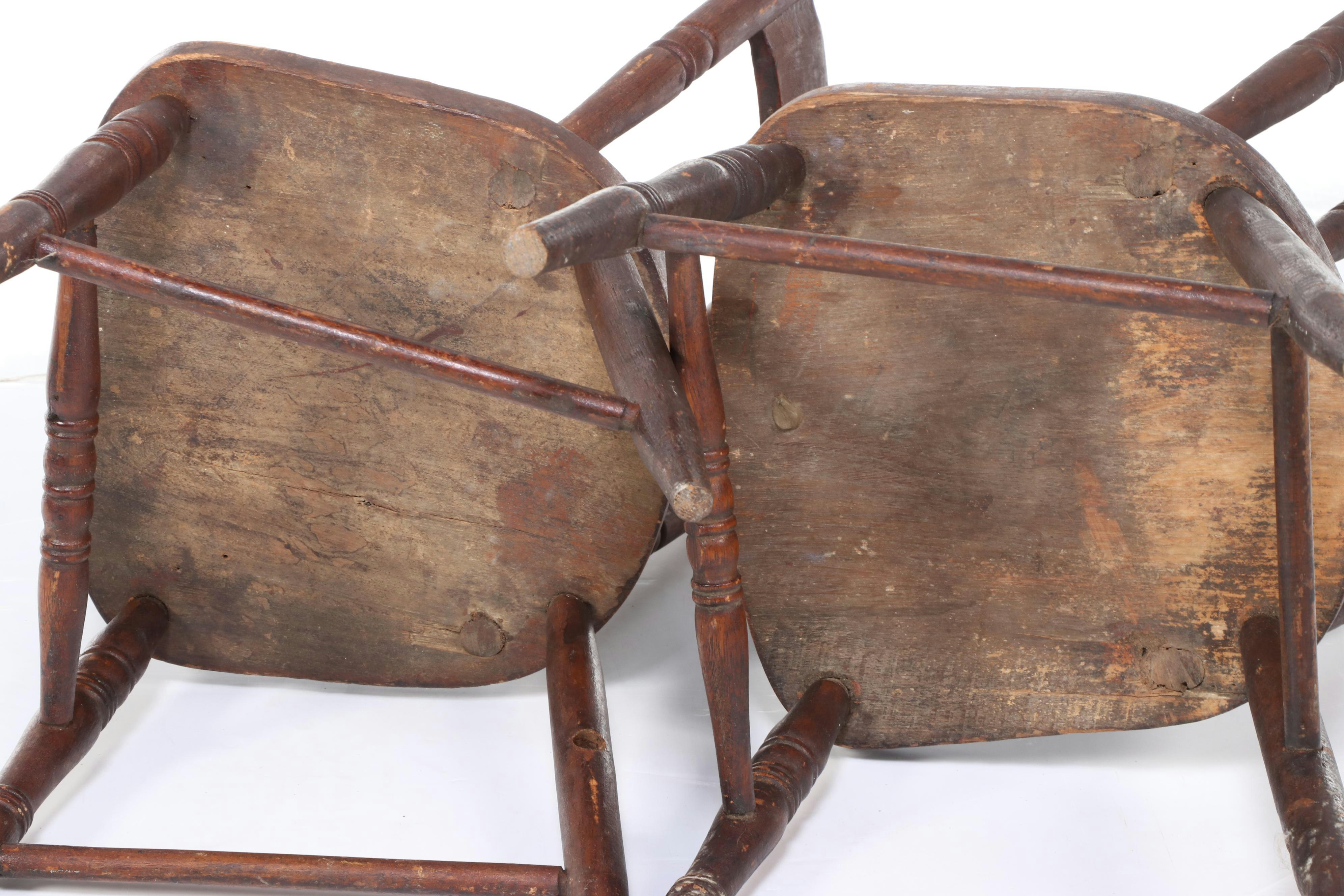 Primitive Style Pine Lift-Top School Desk with Children's Side Chairs