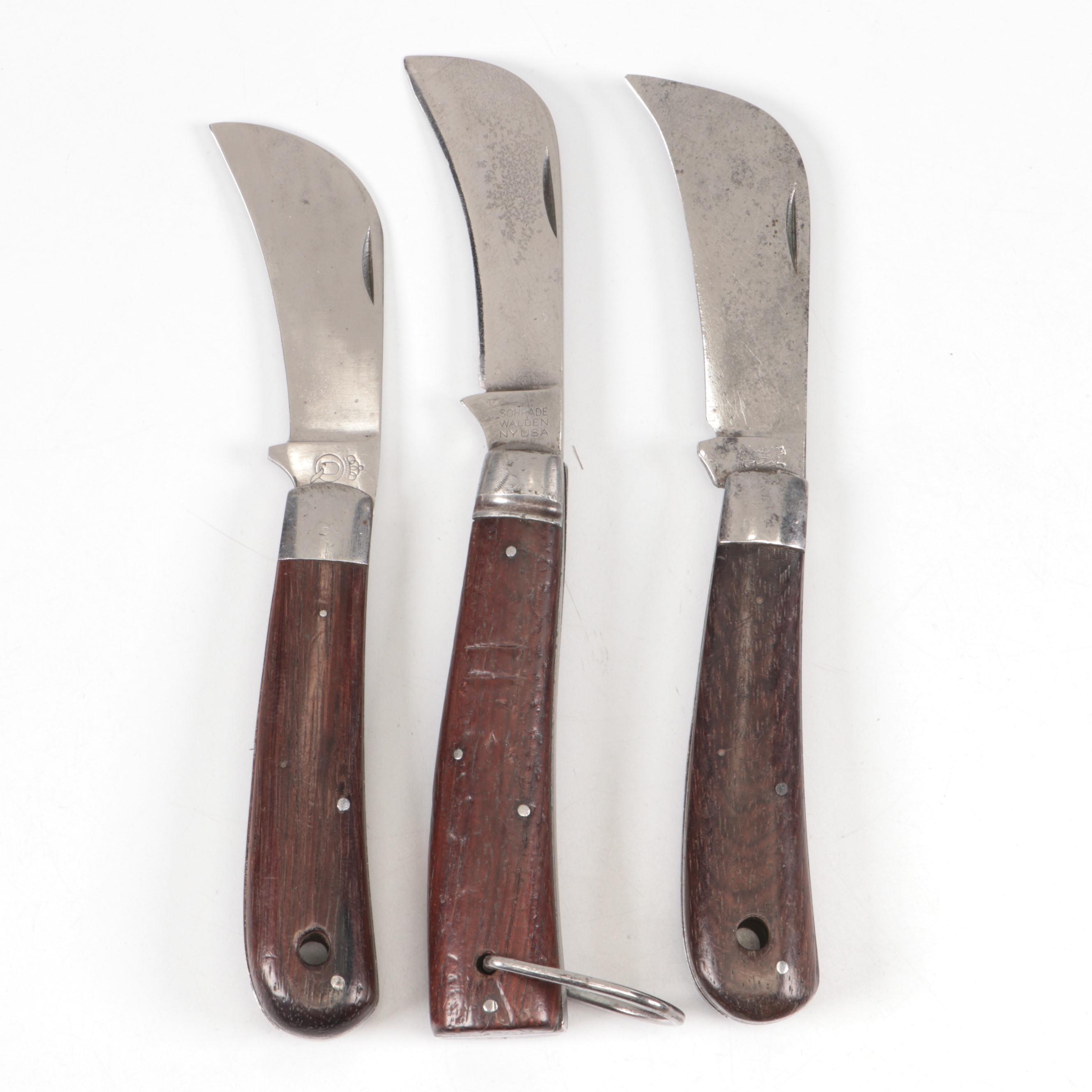 Schrade, Robeson Shuredge and Other Folding Hawkbill Knives, Vintage