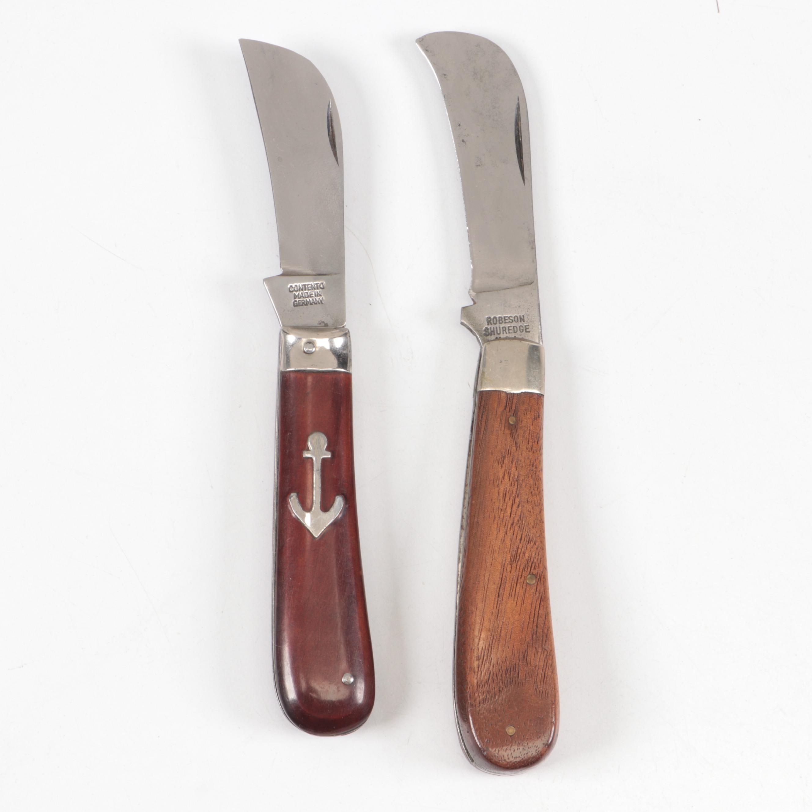 Schrade, Robeson Shuredge and Other Folding Hawkbill Knives, Vintage