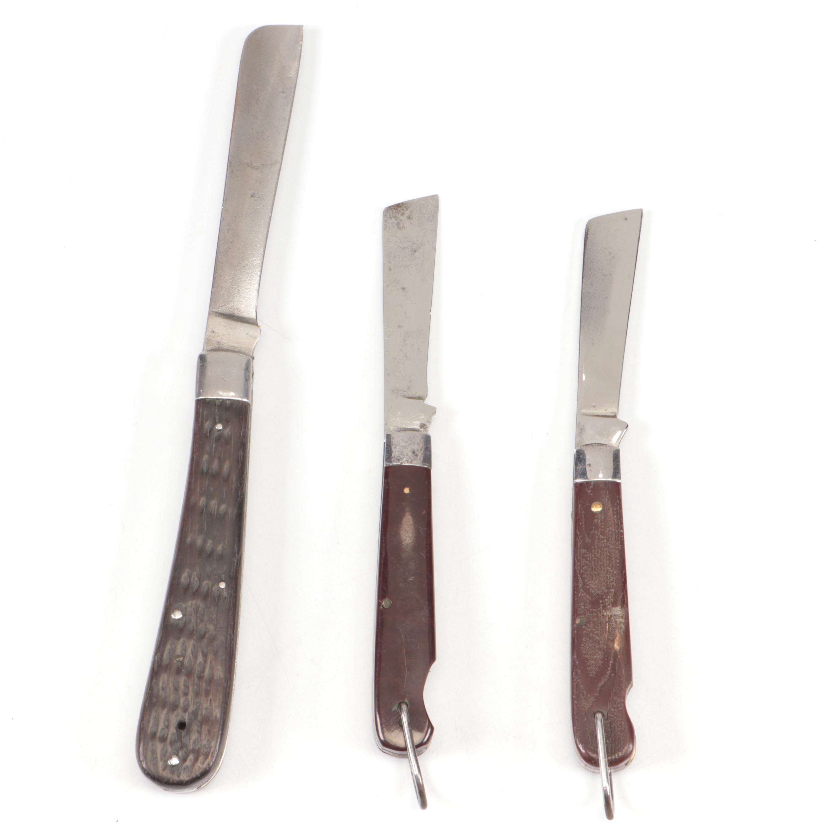 Schrade, Robeson Shuredge and Other Folding Hawkbill Knives, Vintage