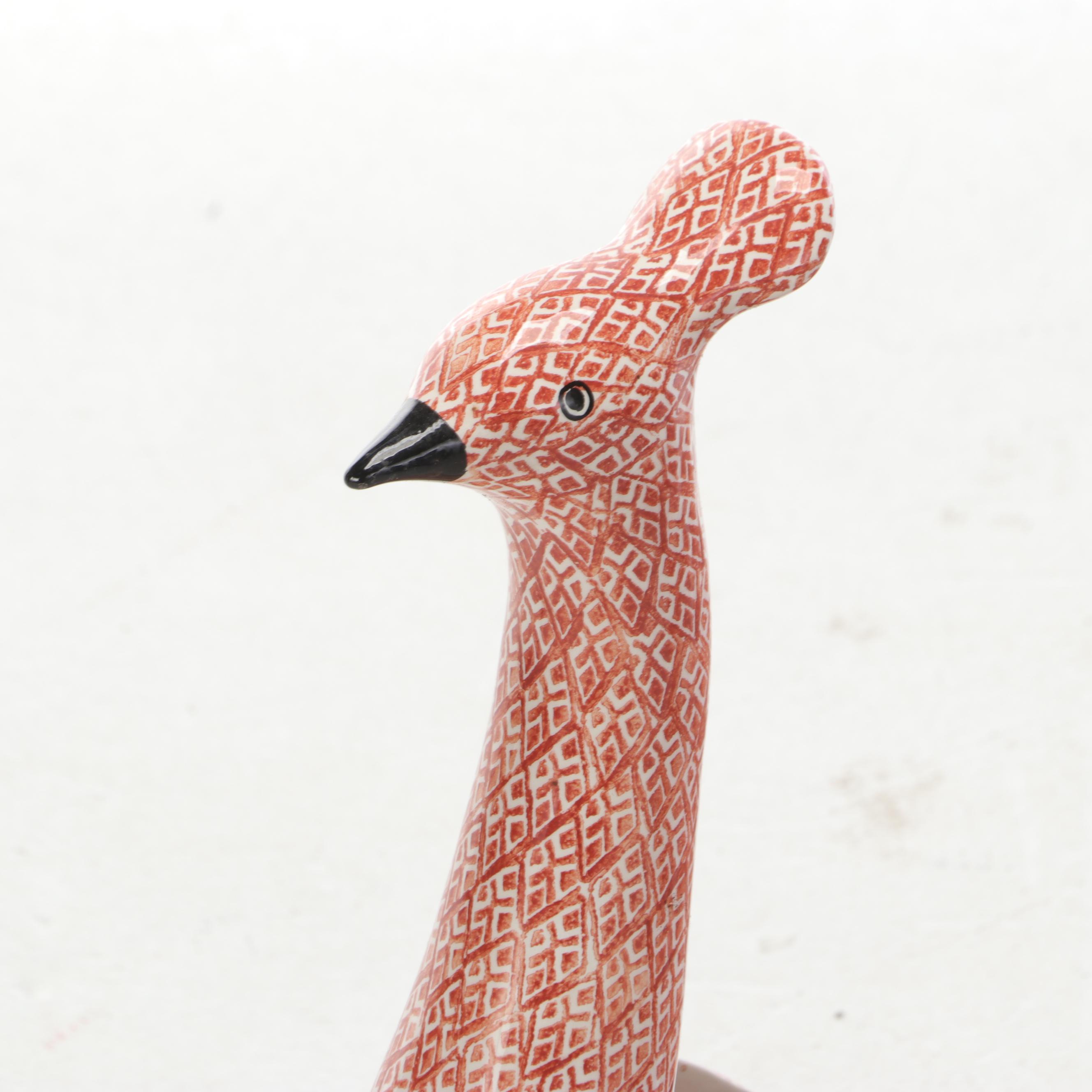 Italian Ceramic Bird Planters in Red and White by Erma, Vintage