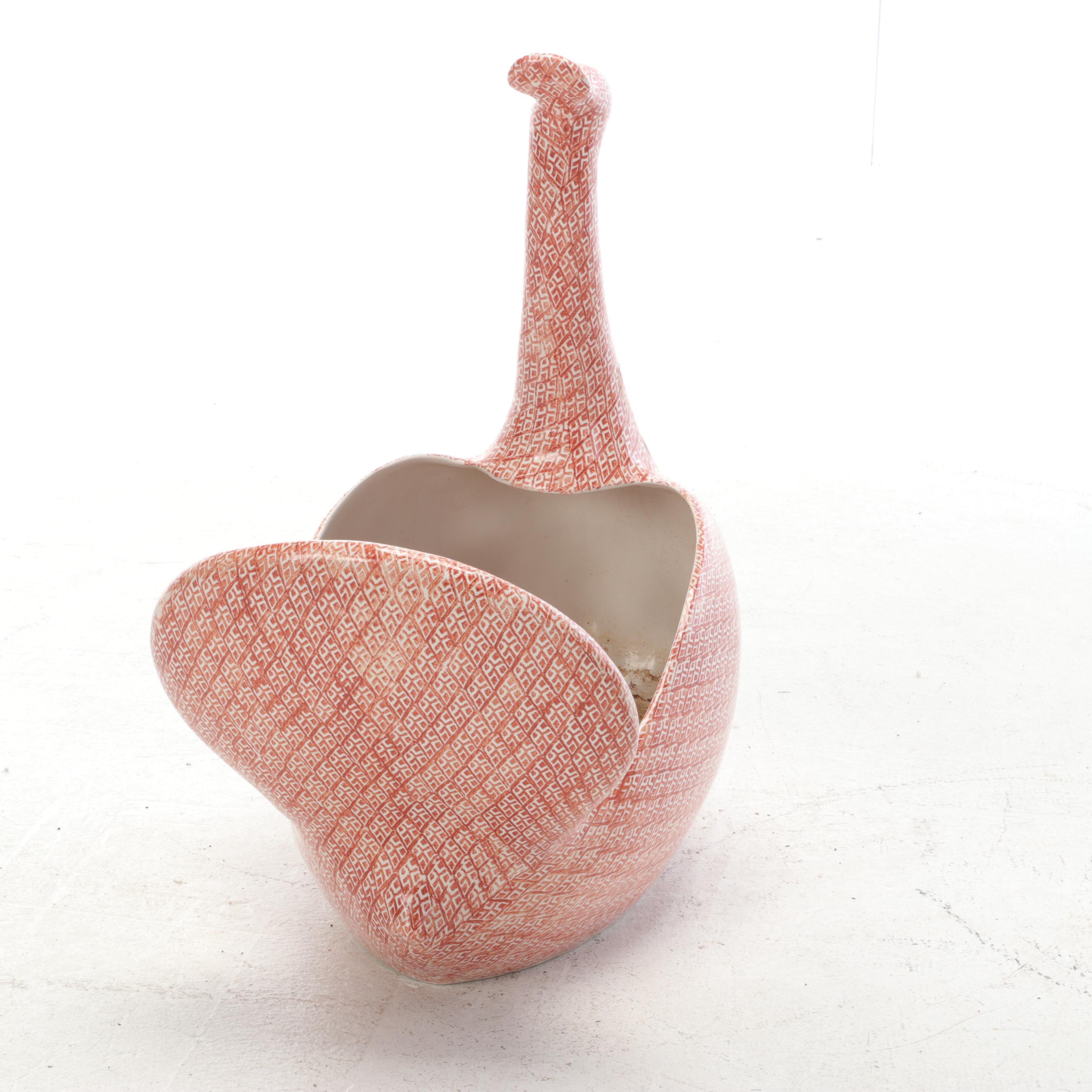 Italian Ceramic Bird Planters in Red and White by Erma, Vintage