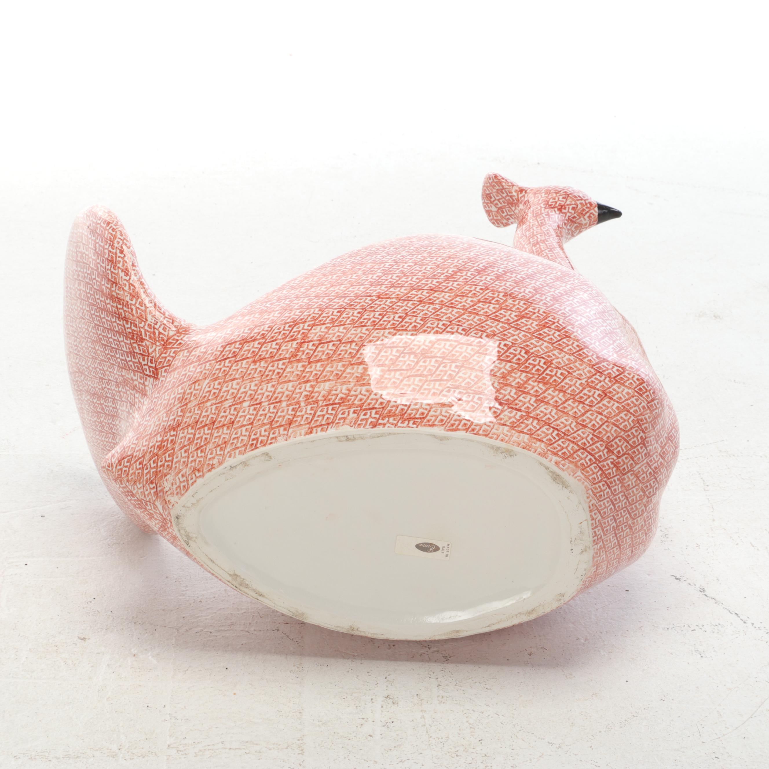 Italian Ceramic Bird Planters in Red and White by Erma, Vintage