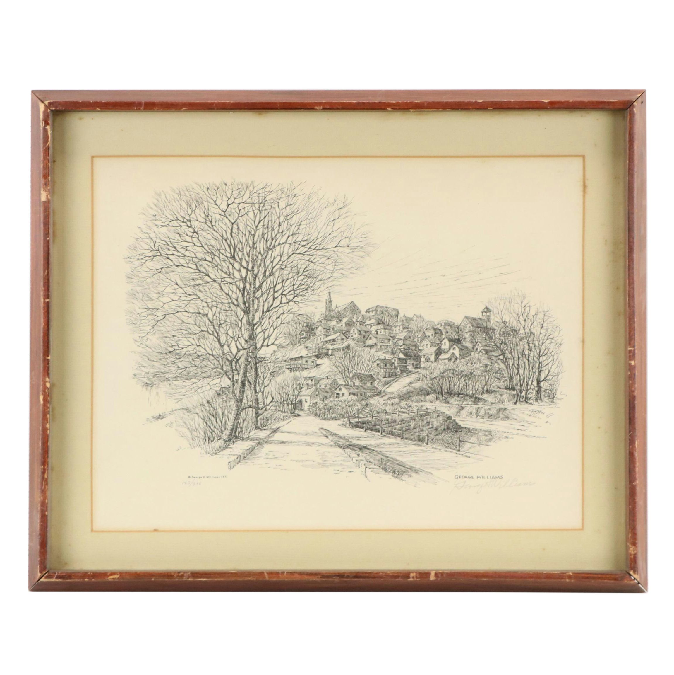 George Williams Lithograph of Cincinnati Neighborhood Landscape, 1971