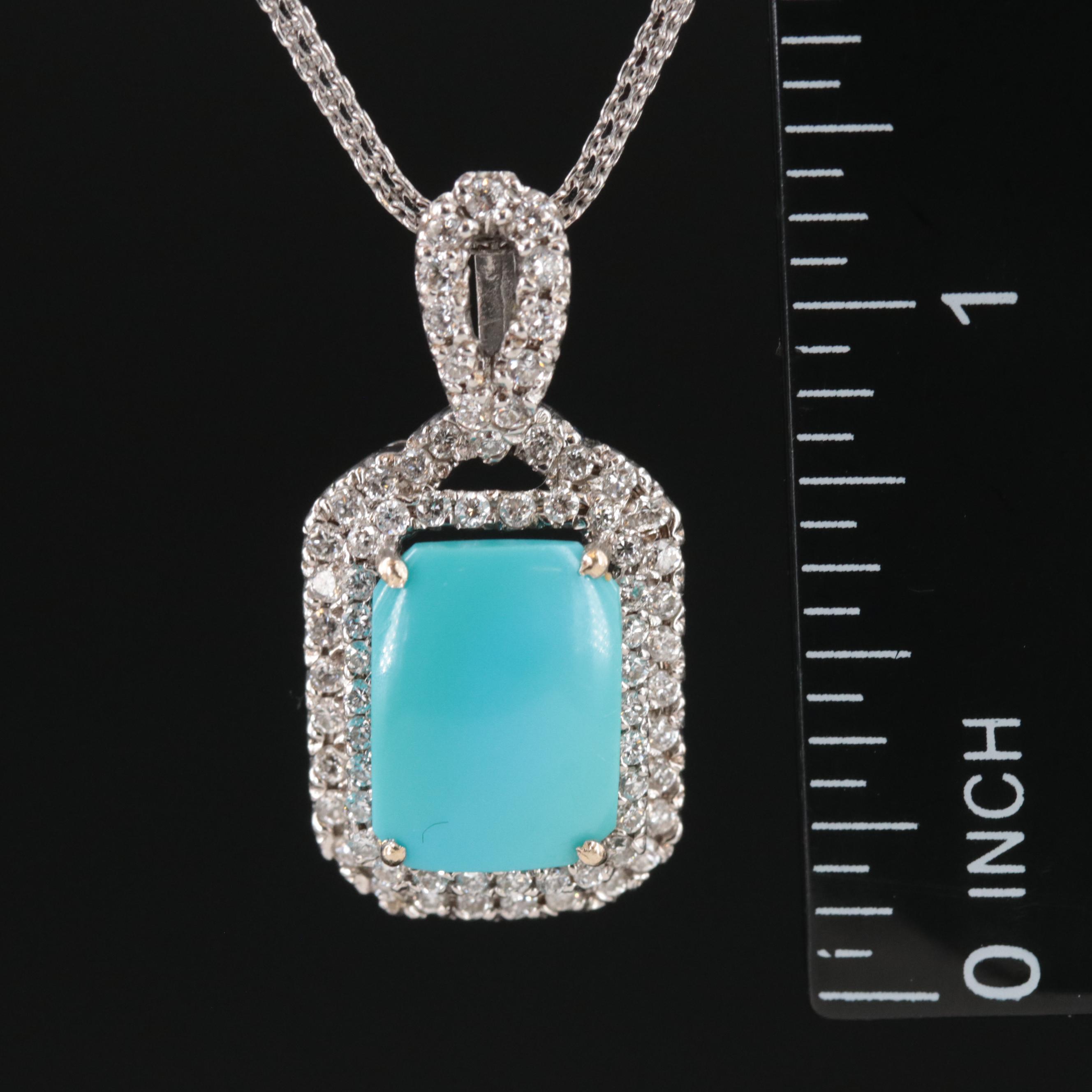18K Turquoise and Diamond Pendant Necklace