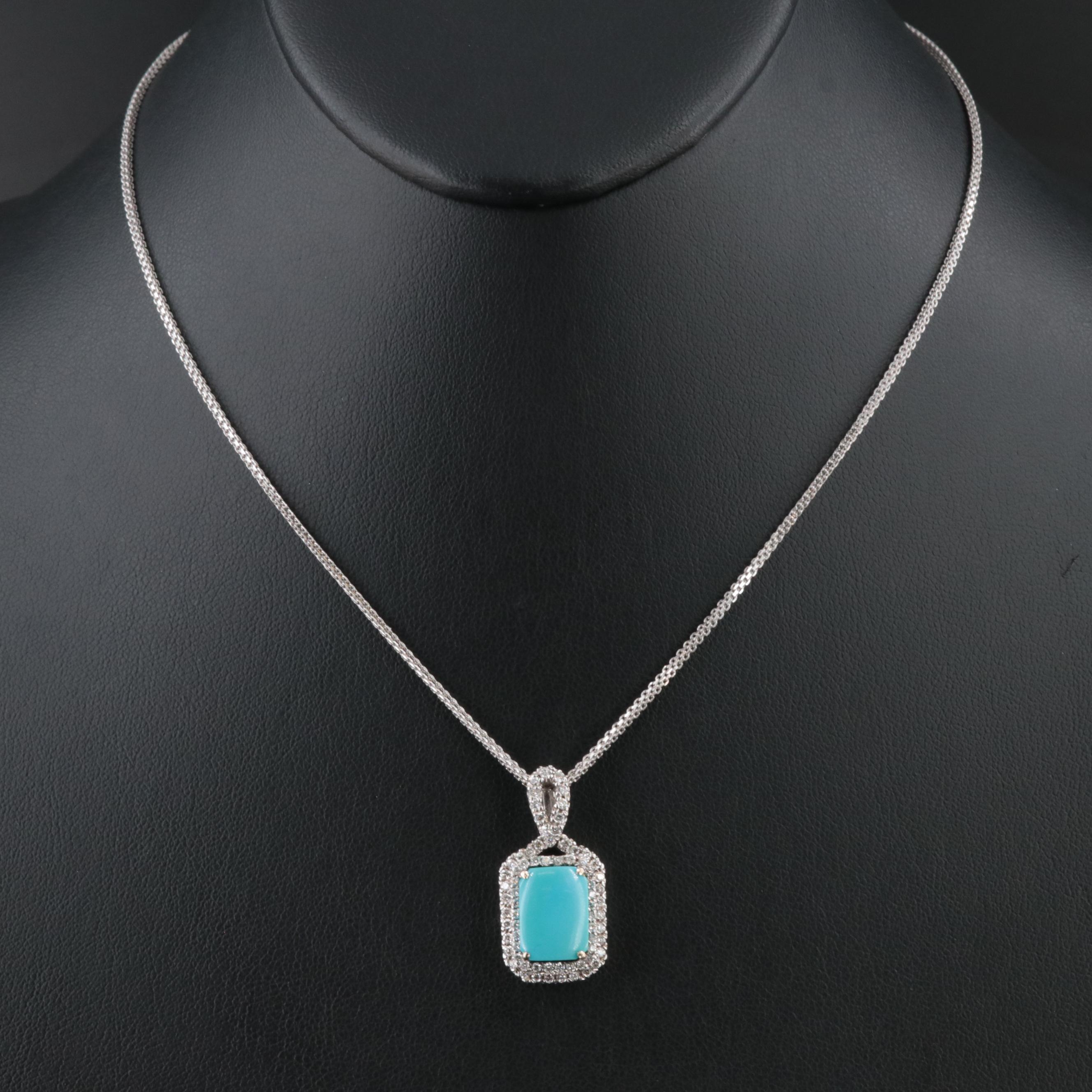 18K Turquoise and Diamond Pendant Necklace