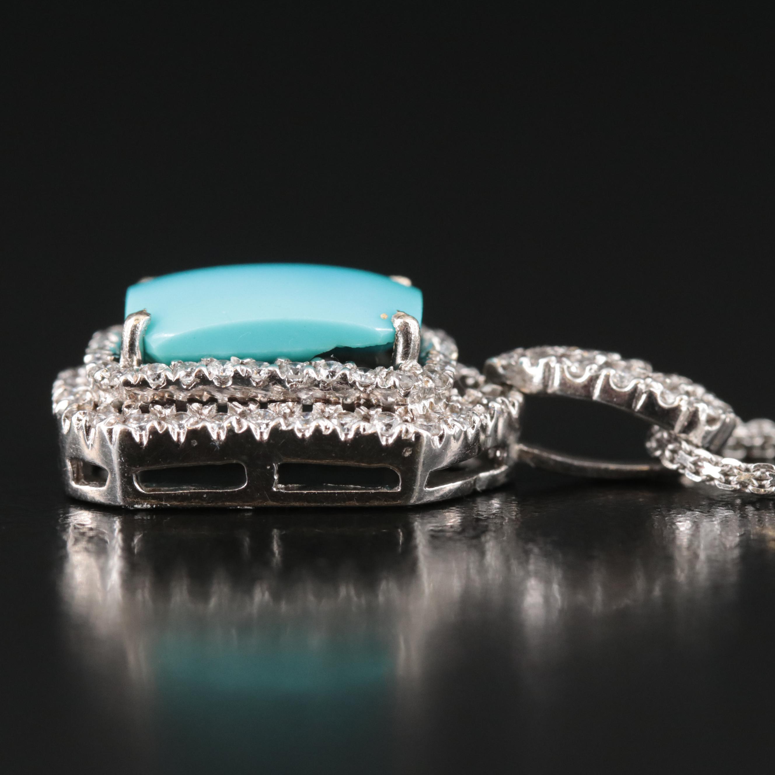 18K Turquoise and Diamond Pendant Necklace