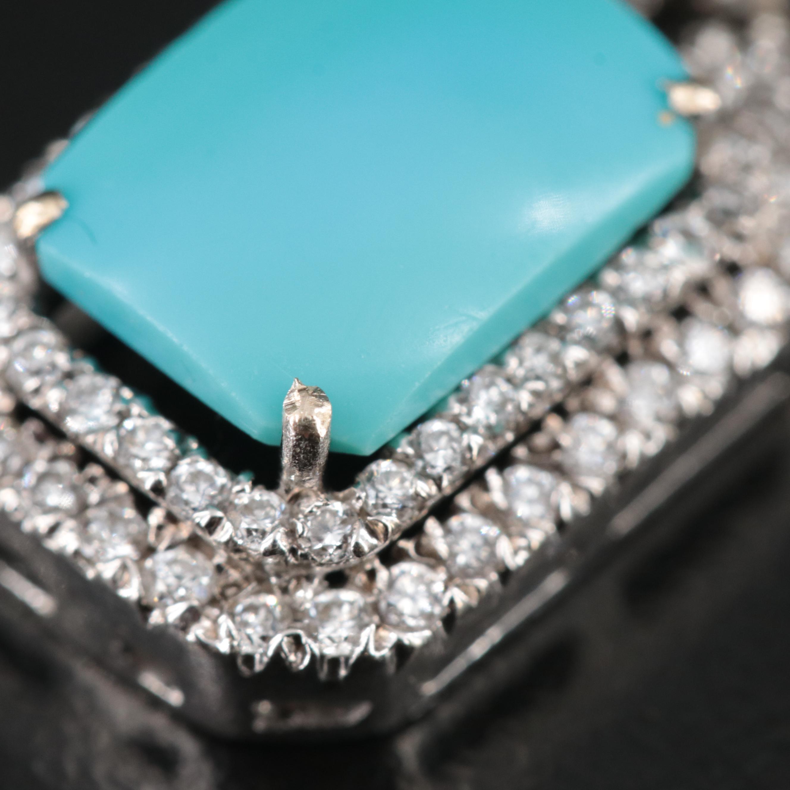 18K Turquoise and Diamond Pendant Necklace