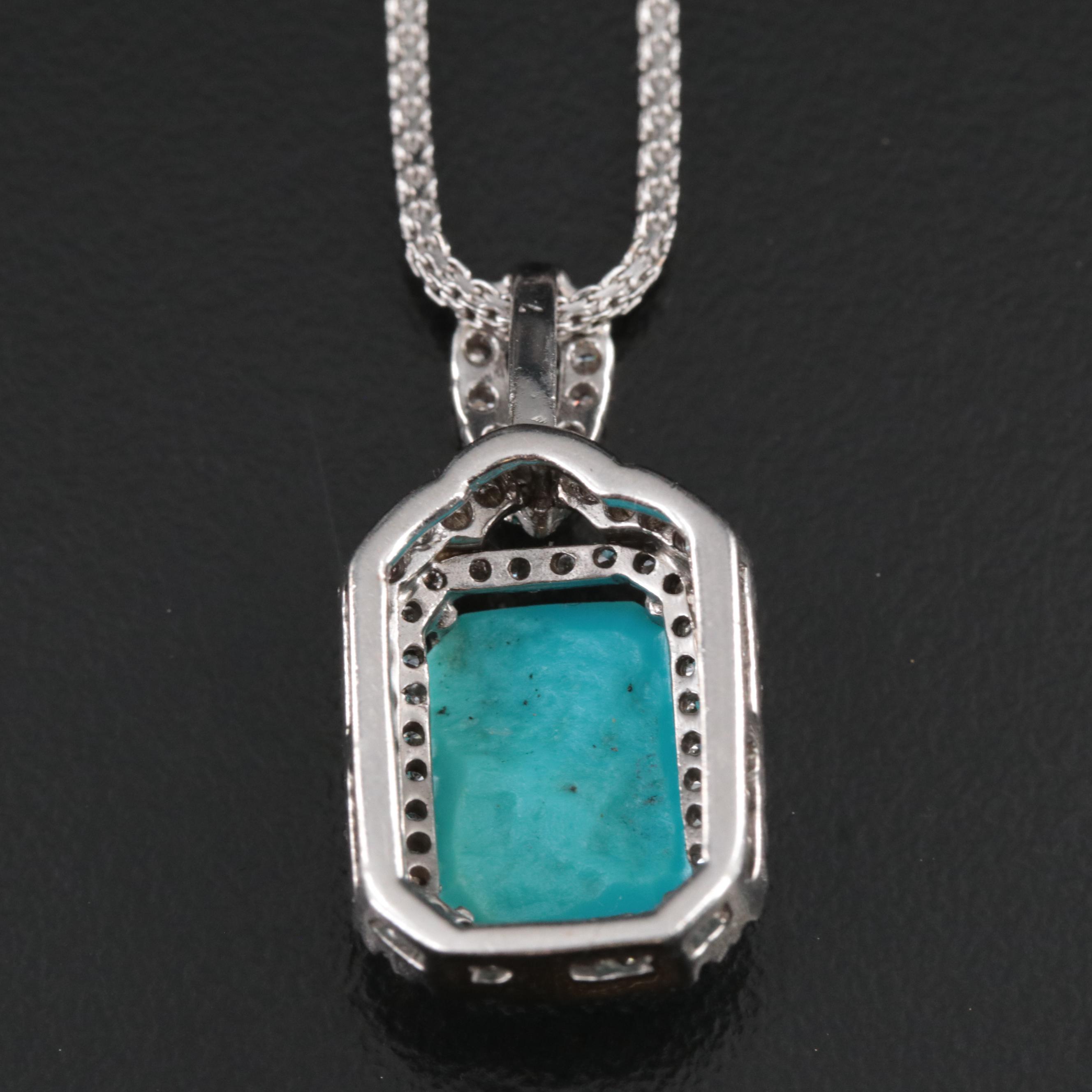 18K Turquoise and Diamond Pendant Necklace
