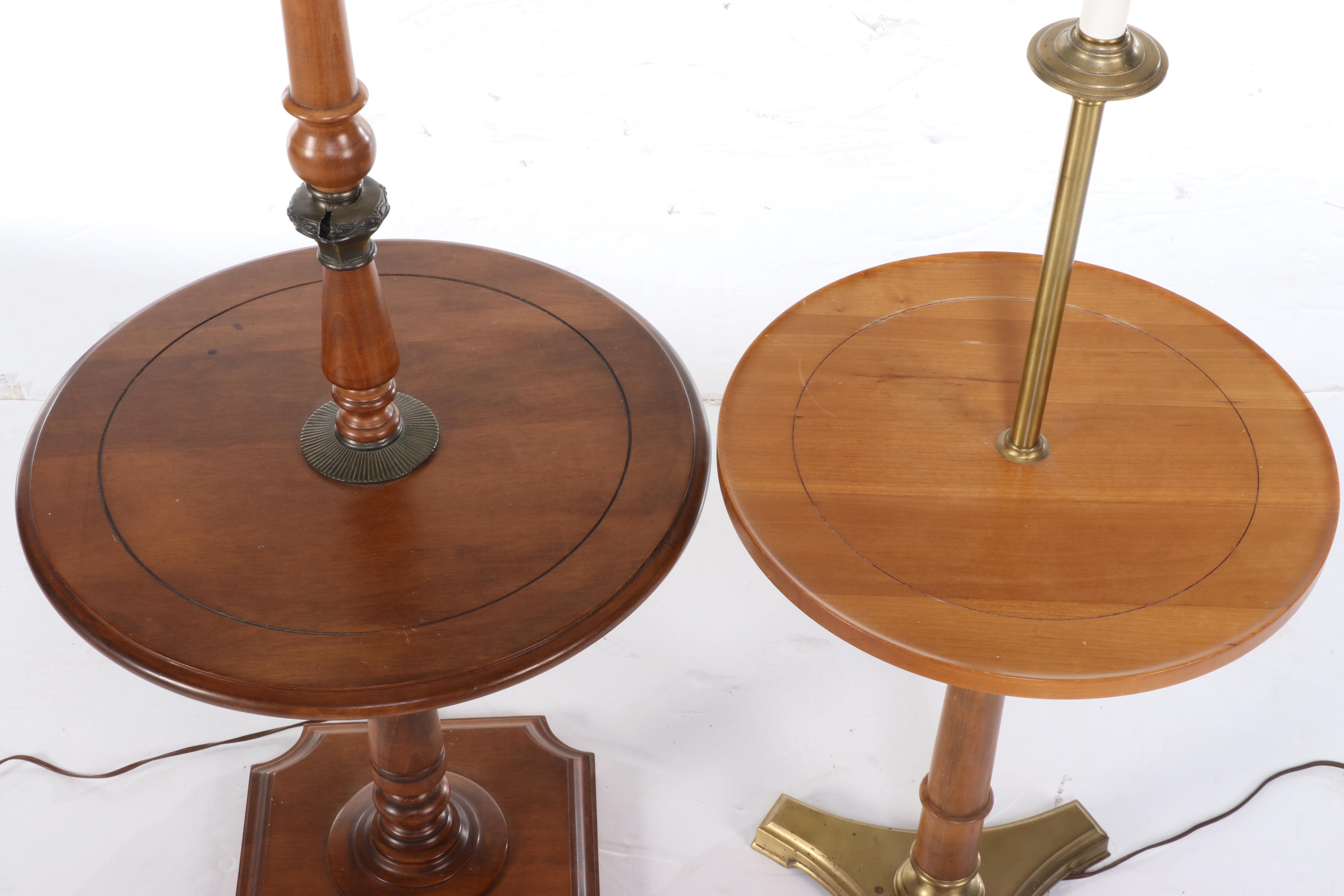 Two Tray Table Floor Lamps, Incl. Cherrywood and Maple Examples