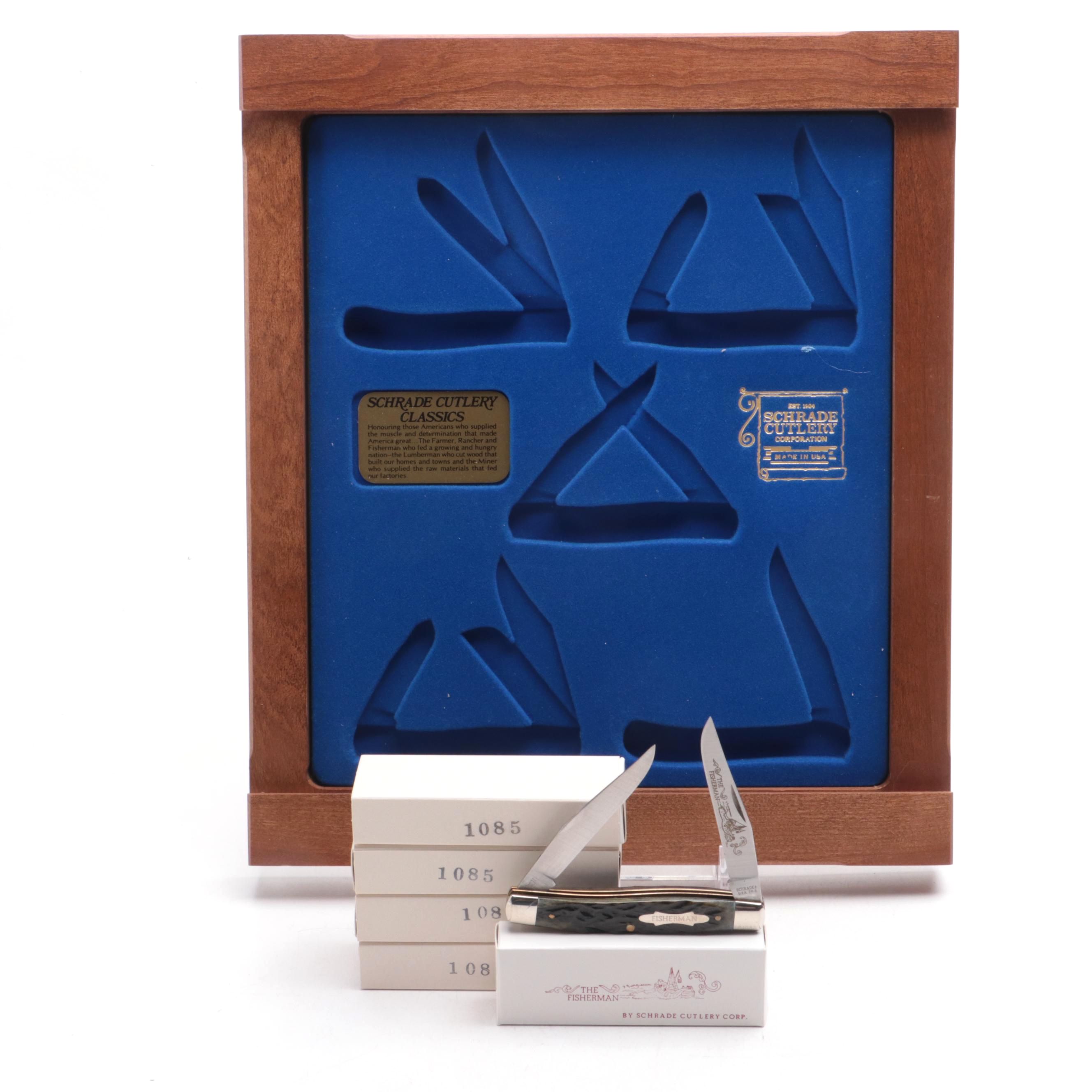 Schrade Cutlery Classics Display Case with Schrade Folding Pocketknives