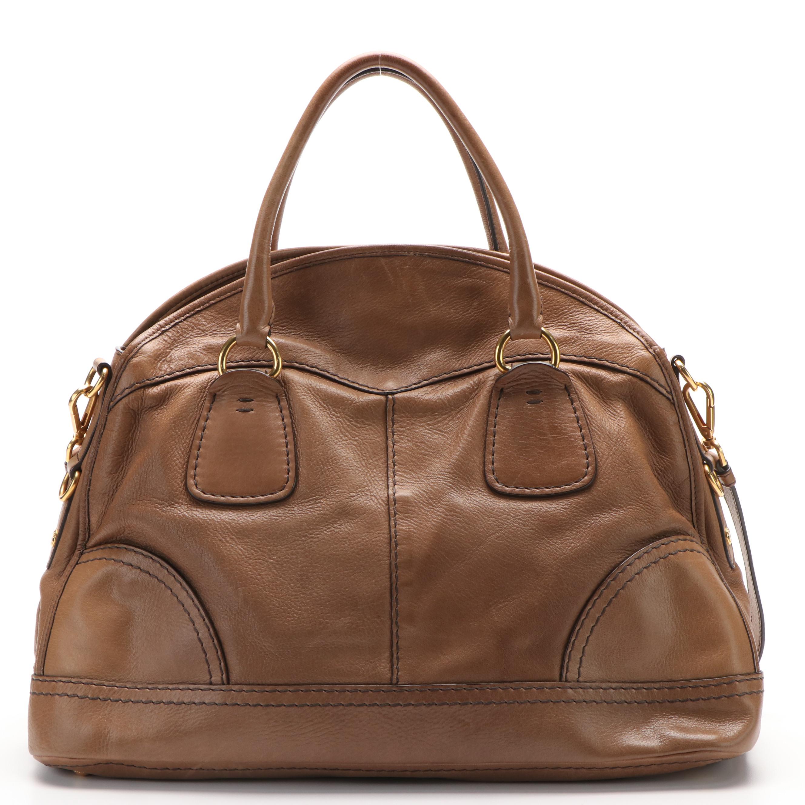 Prada Bauletto Bowler Bag in Nocciolo Cervo Leather