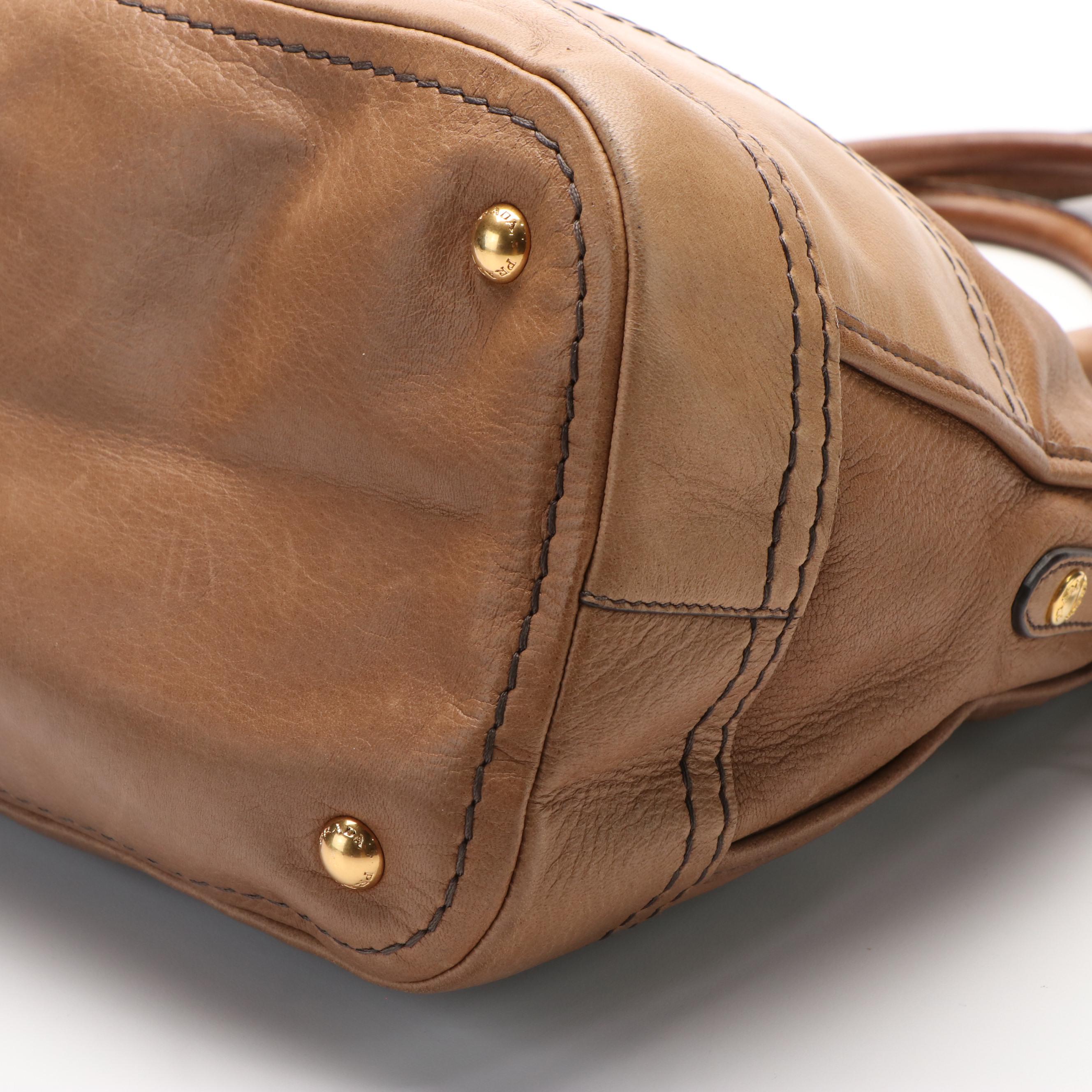 Prada Bauletto Bowler Bag in Nocciolo Cervo Leather