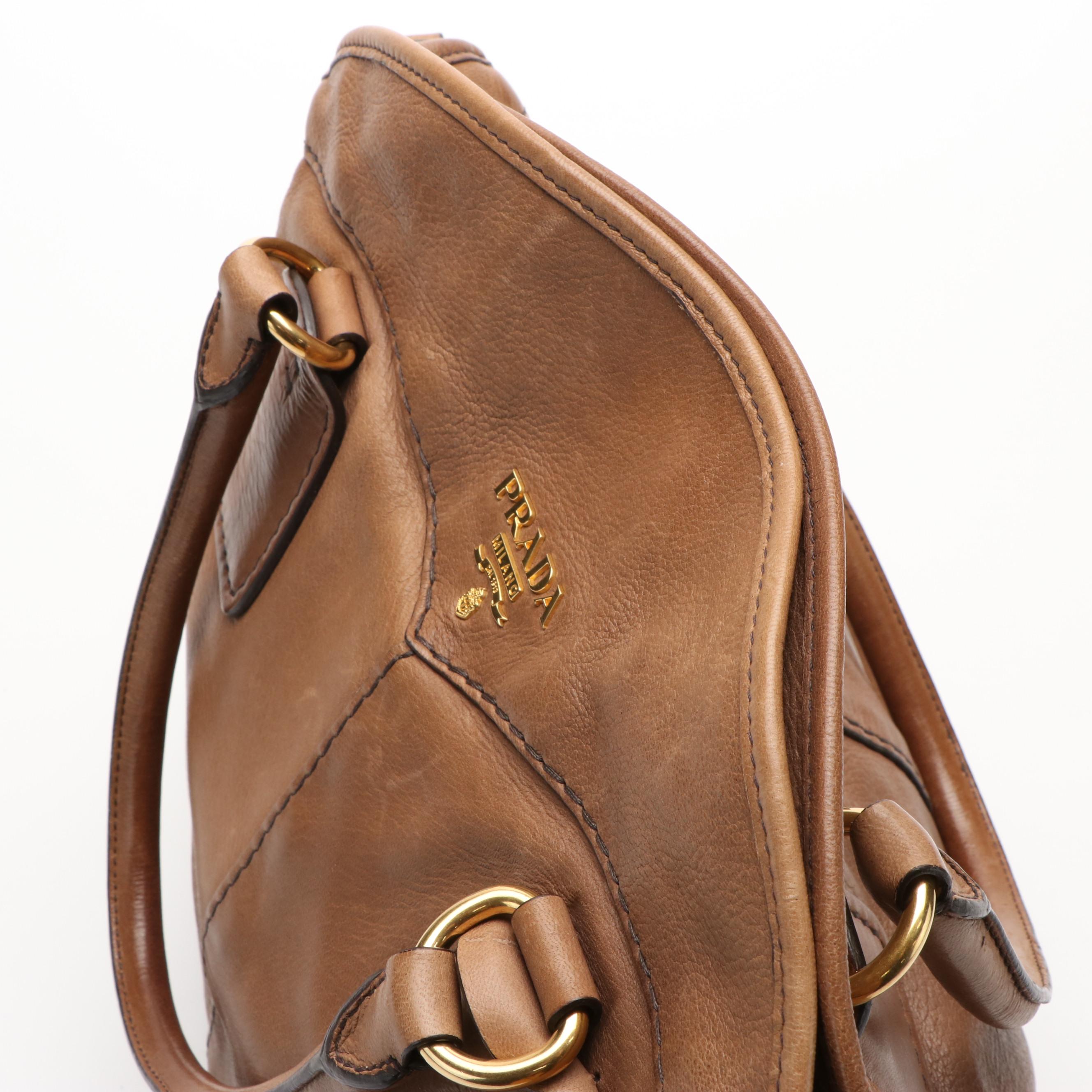 Prada Bauletto Bowler Bag in Nocciolo Cervo Leather