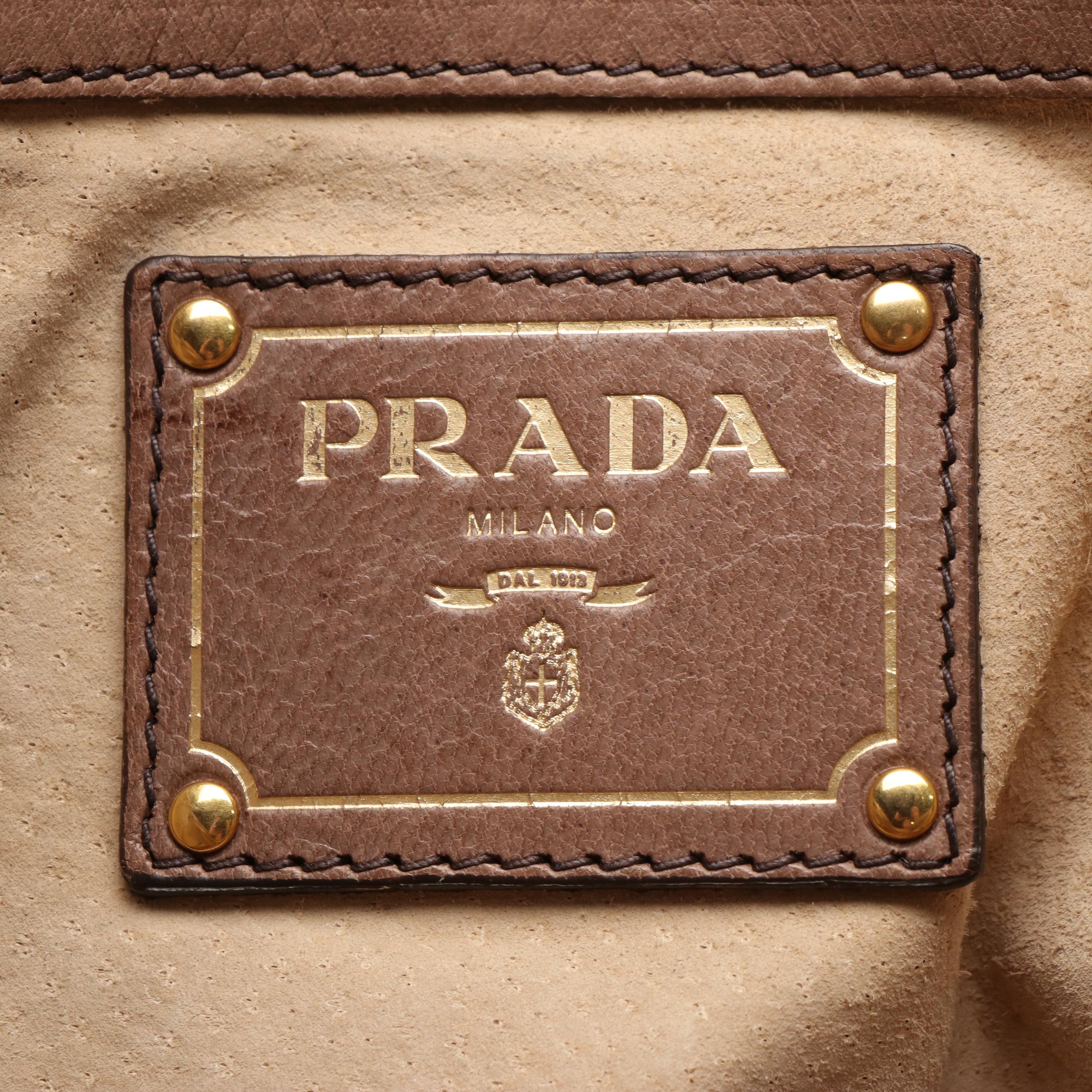 Prada Bauletto Bowler Bag in Nocciolo Cervo Leather