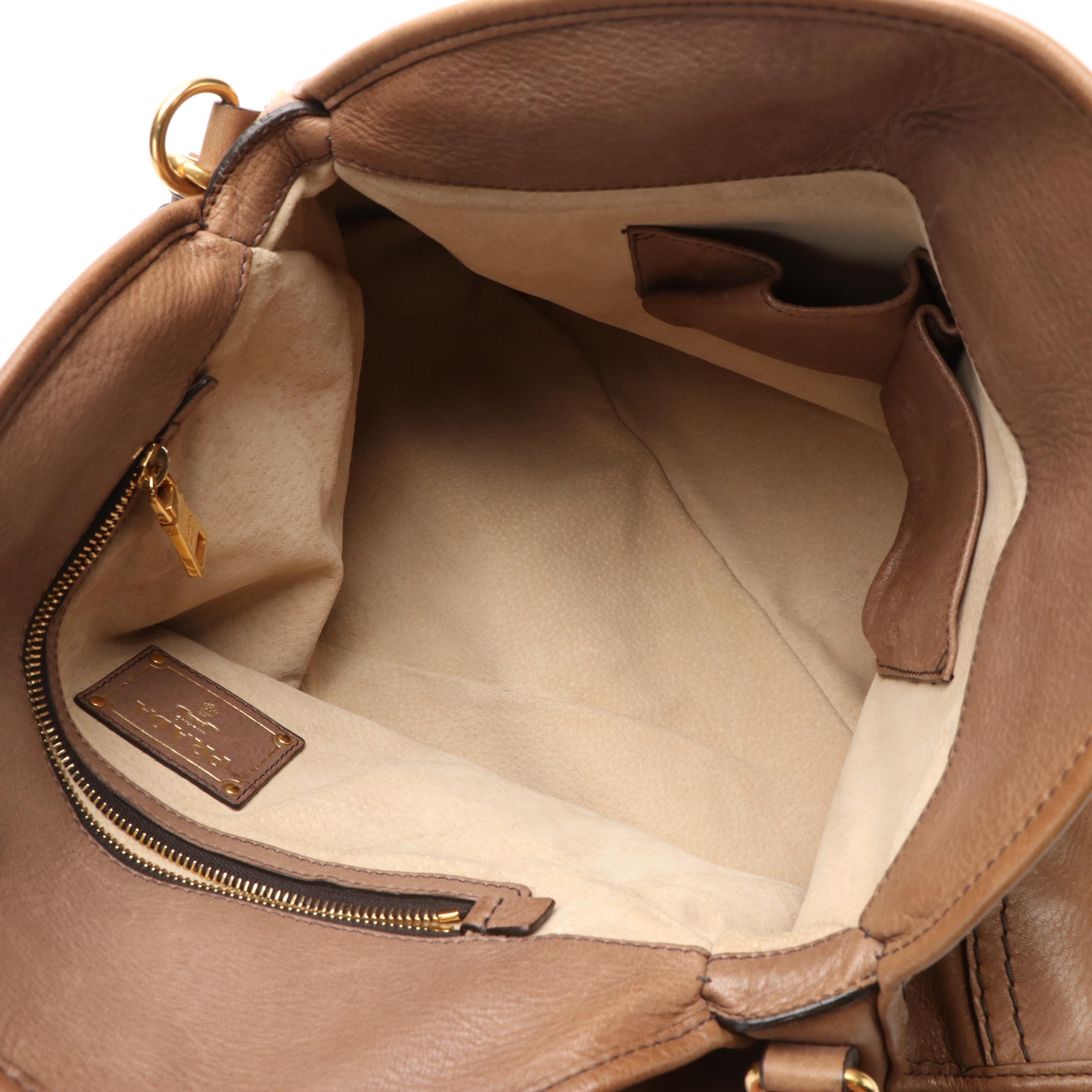 Prada Bauletto Bowler Bag in Nocciolo Cervo Leather