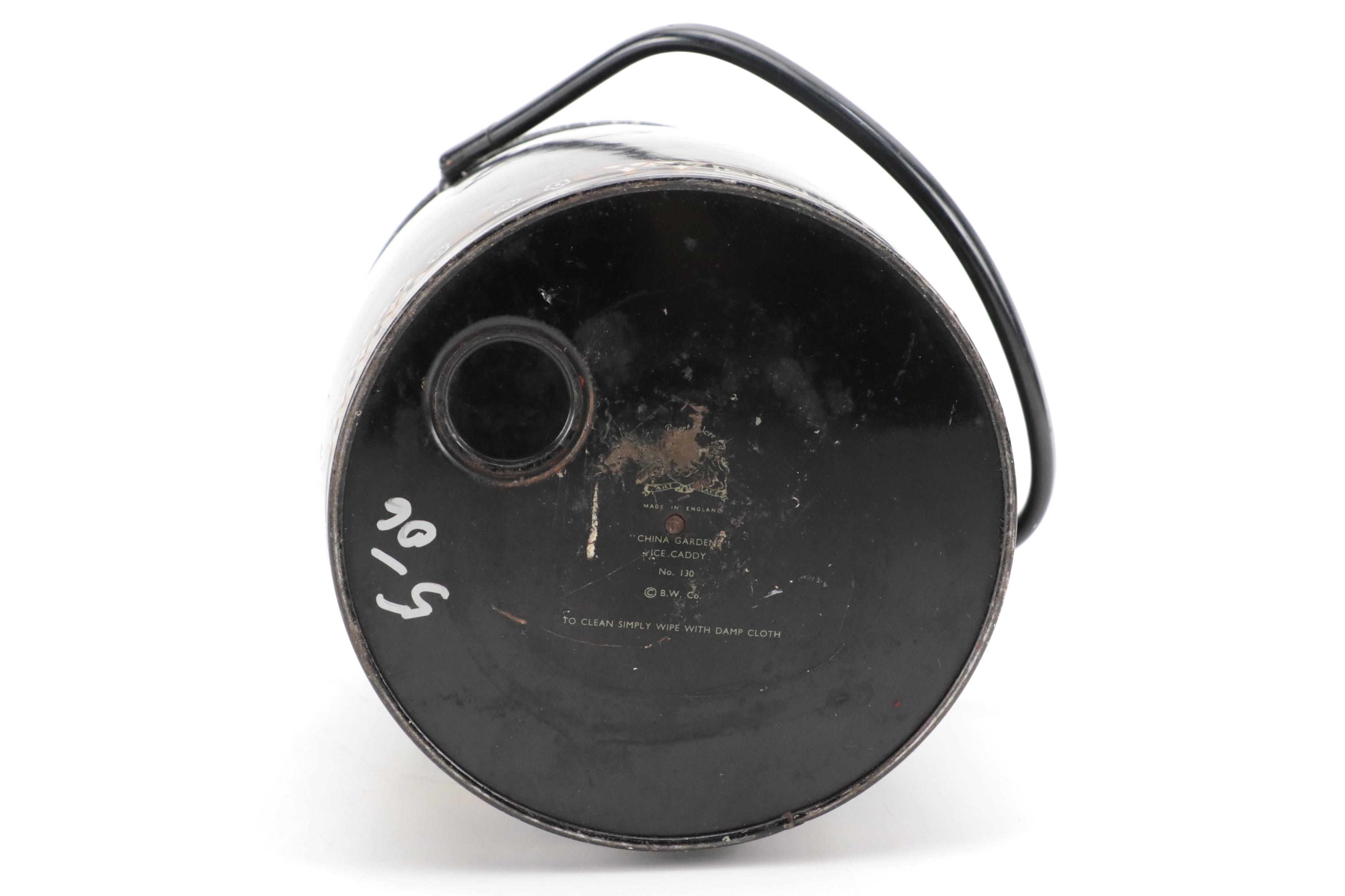 Baret Ware English Metal "China Garden" Ice Bucket, Mid-20th Century