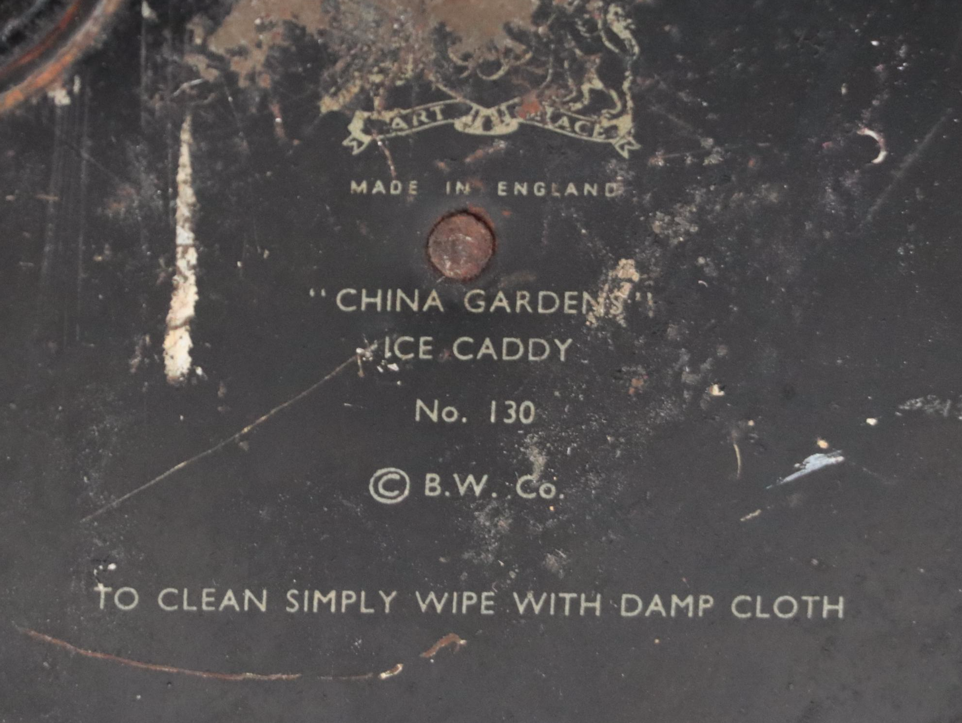 Baret Ware English Metal "China Garden" Ice Bucket, Mid-20th Century