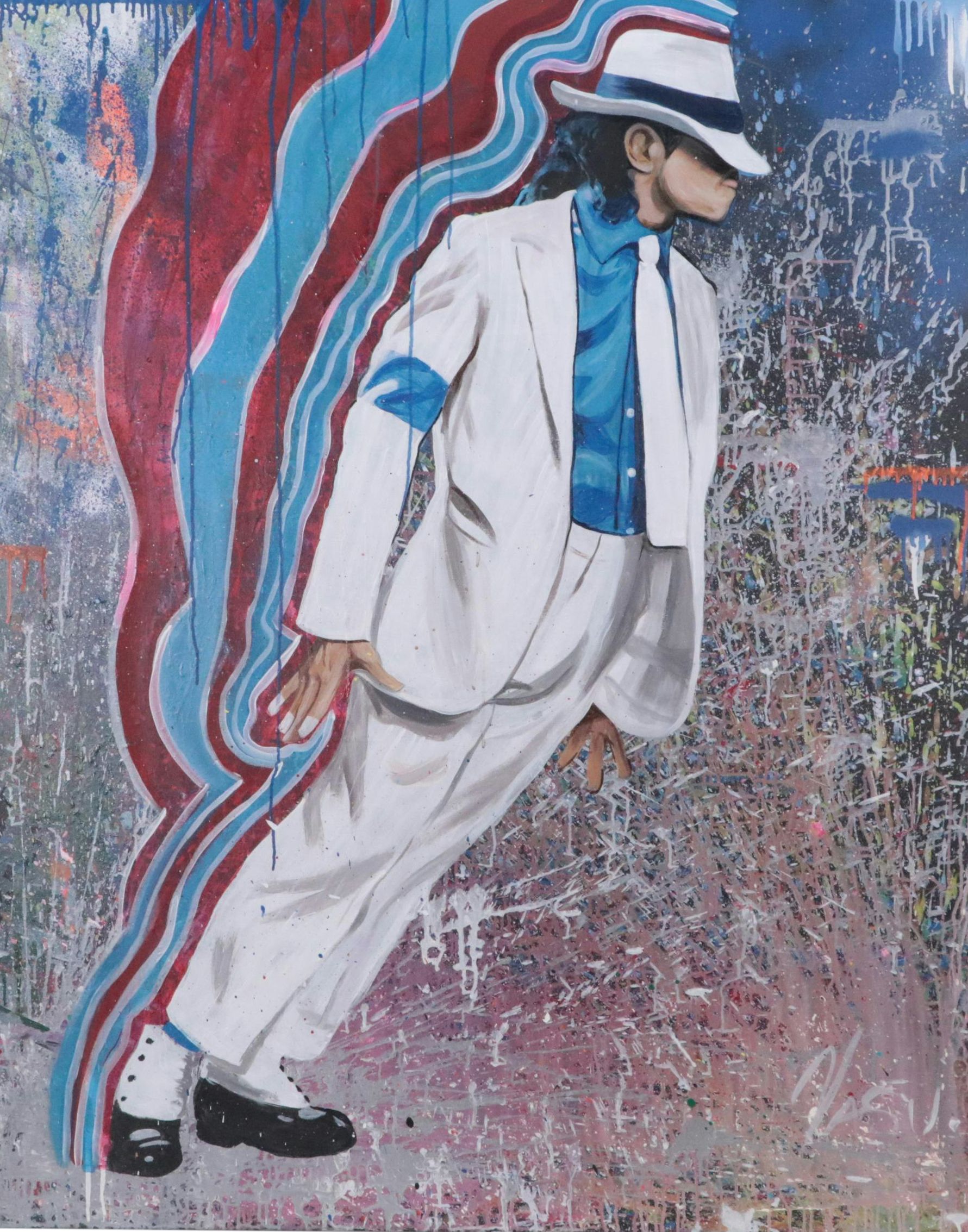 Vasu Bhushan Large-Scale Acrylic Painting of Michael Jackson
