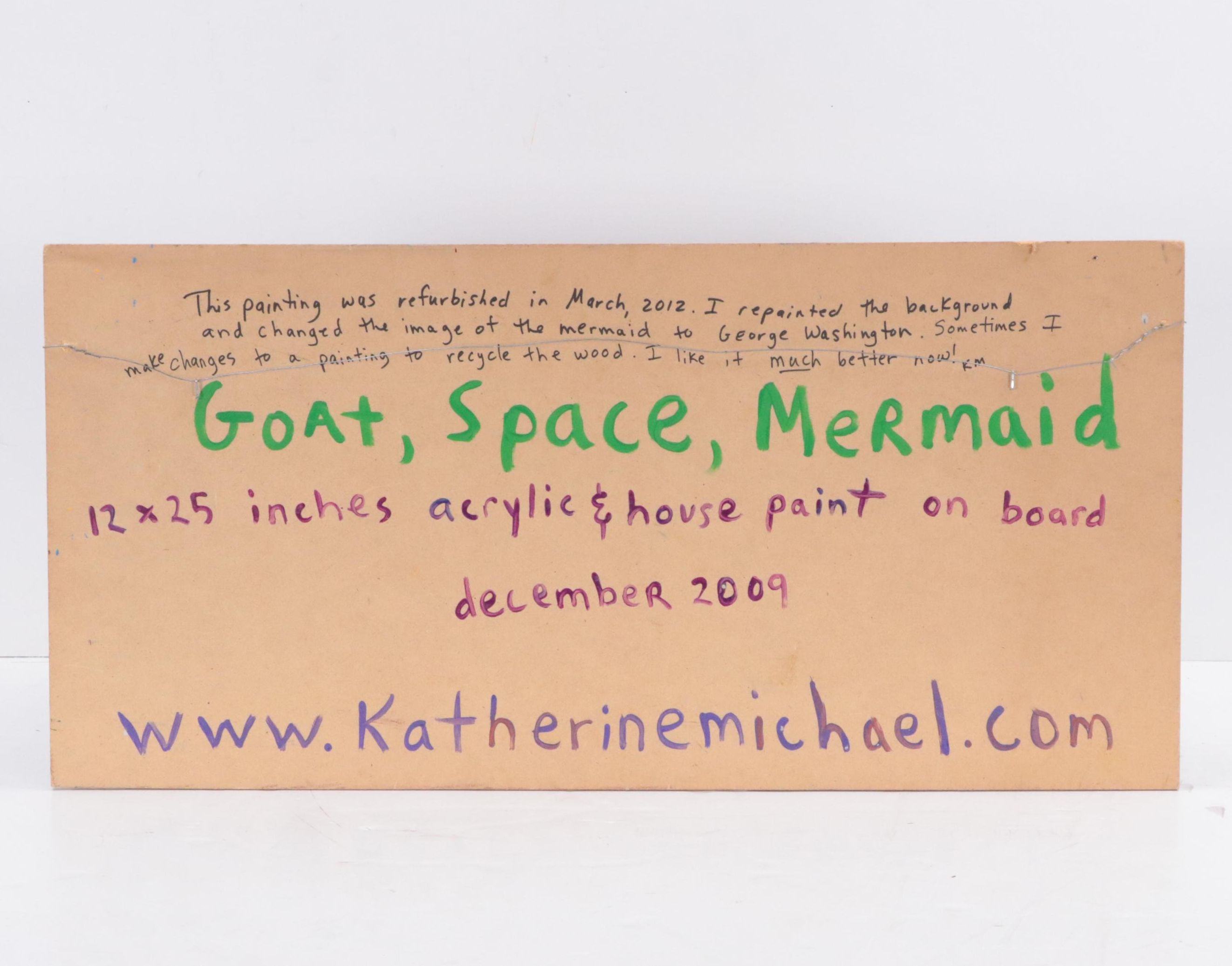 Katherine Michael Folk Art Acrylic Painting "Goat, Space, Mermaid," 2012