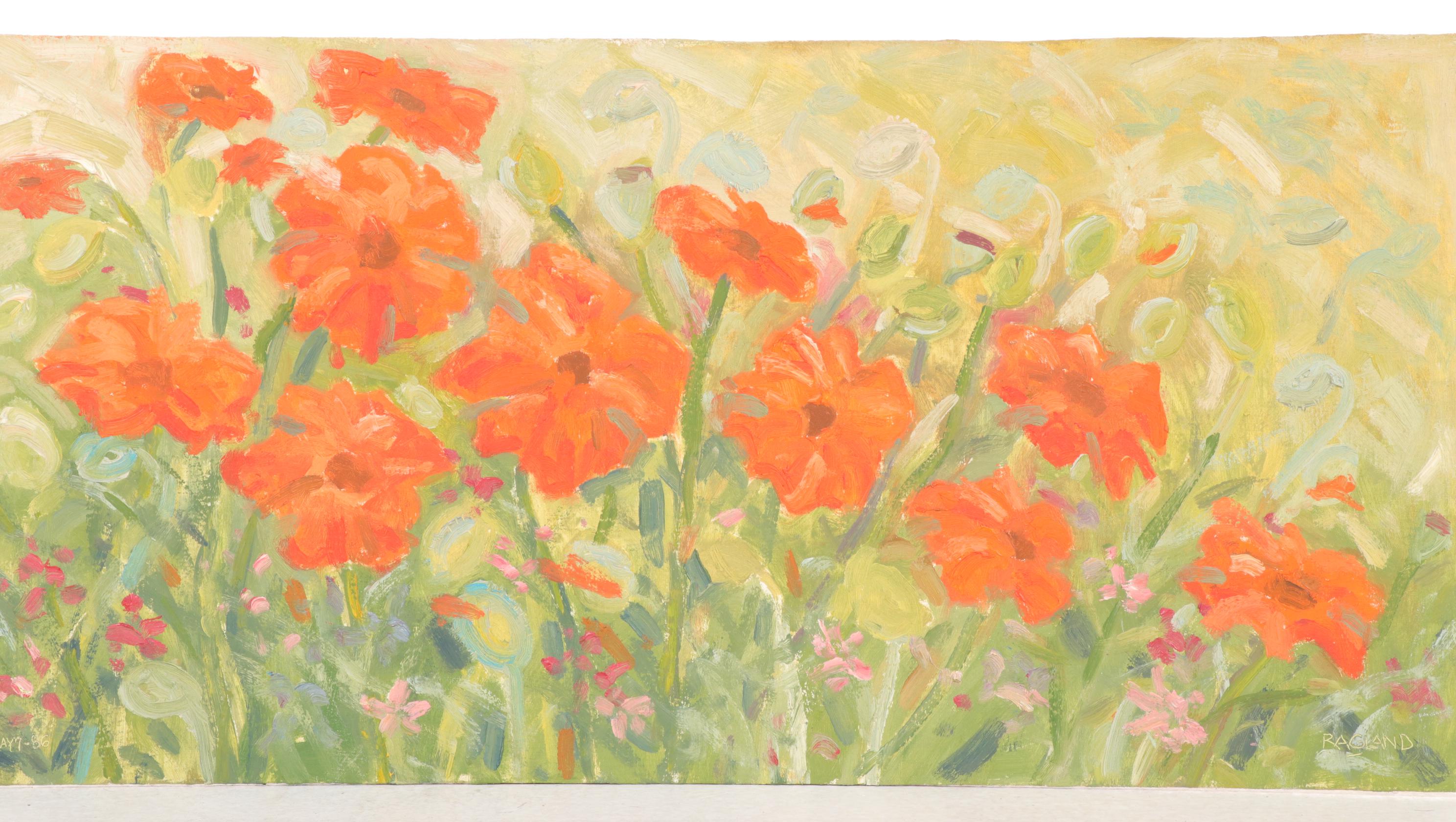 Bob Ragland  Impressionistic Floral Oil Diptych, 1986