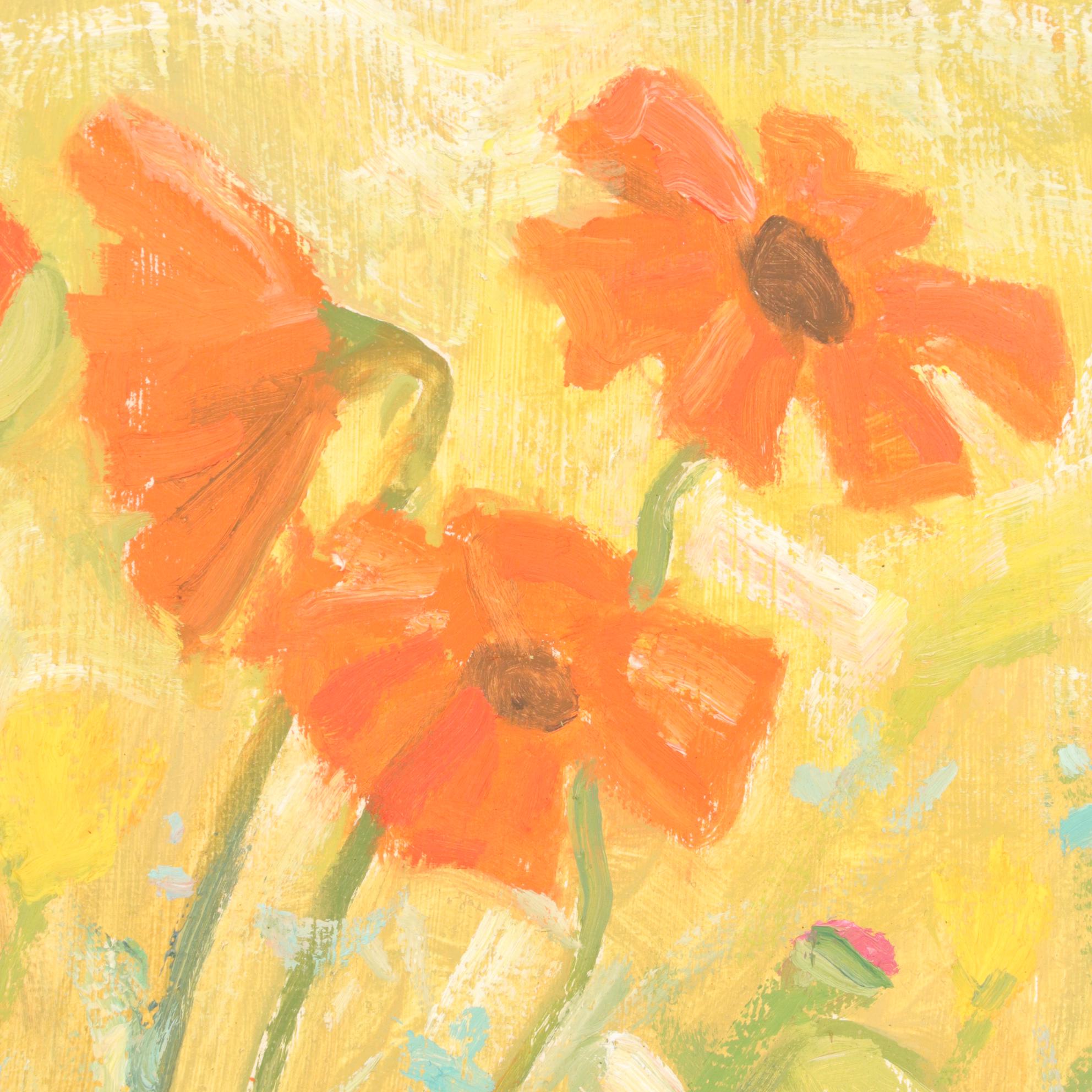 Bob Ragland  Impressionistic Floral Oil Diptych, 1986