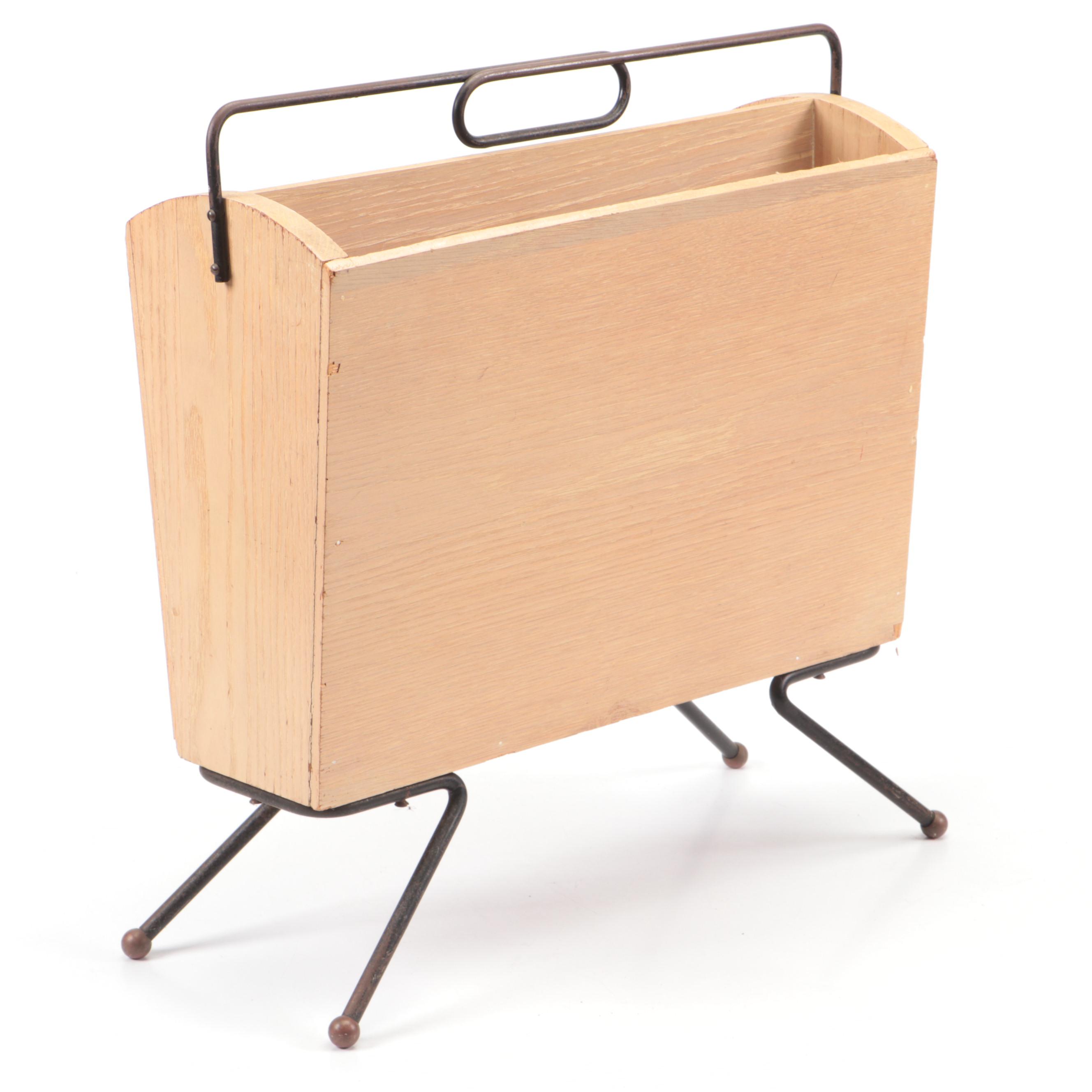 Paul McCobb Style Ash Veneer Magazine Rack, Mid-20th Century