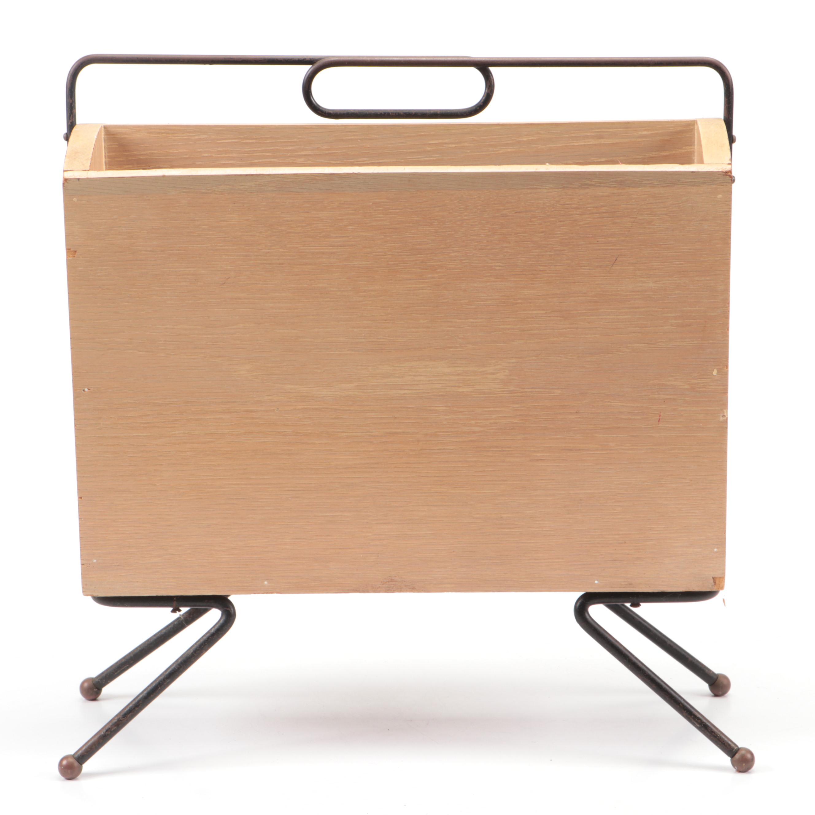 Paul McCobb Style Ash Veneer Magazine Rack, Mid-20th Century