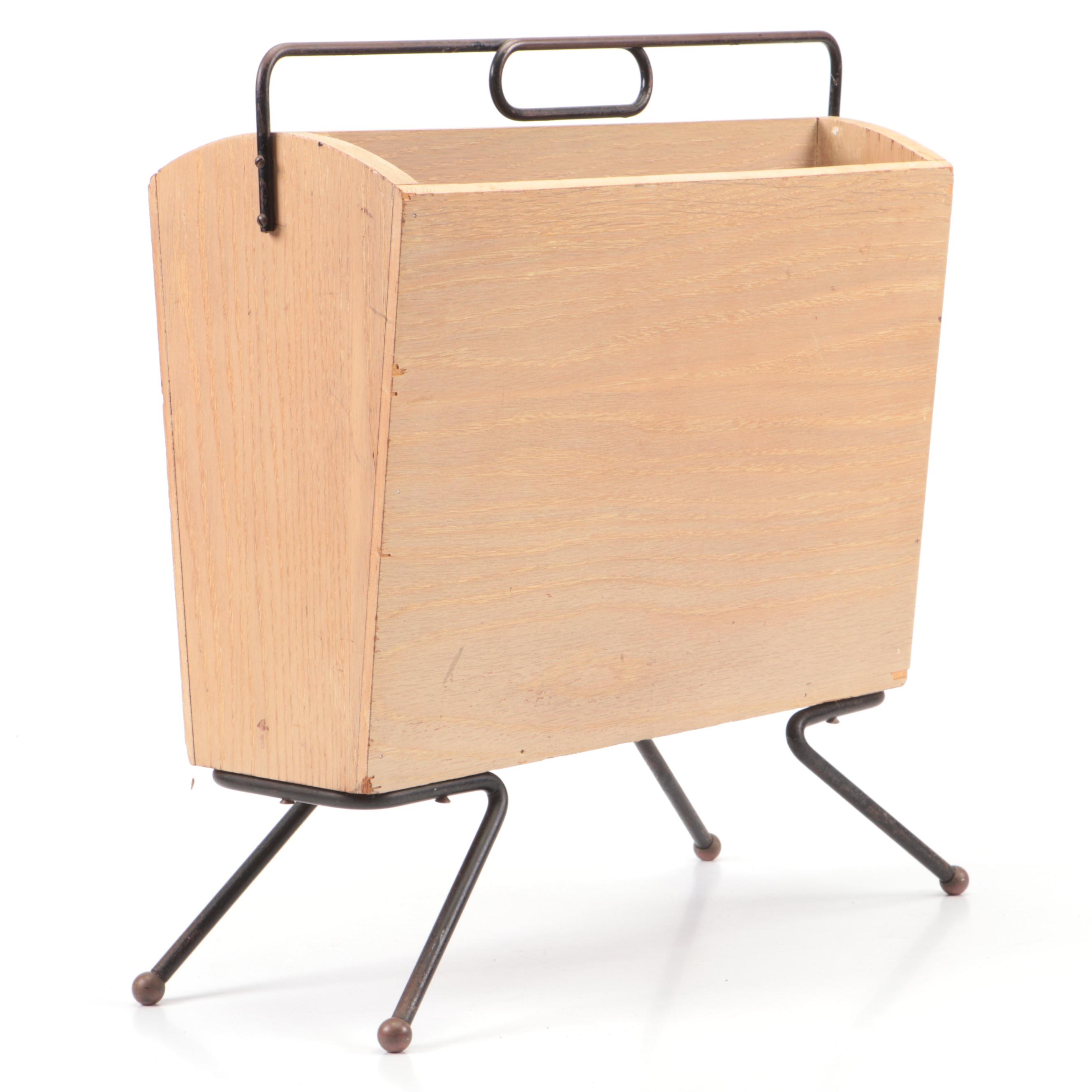 Paul McCobb Style Ash Veneer Magazine Rack, Mid-20th Century