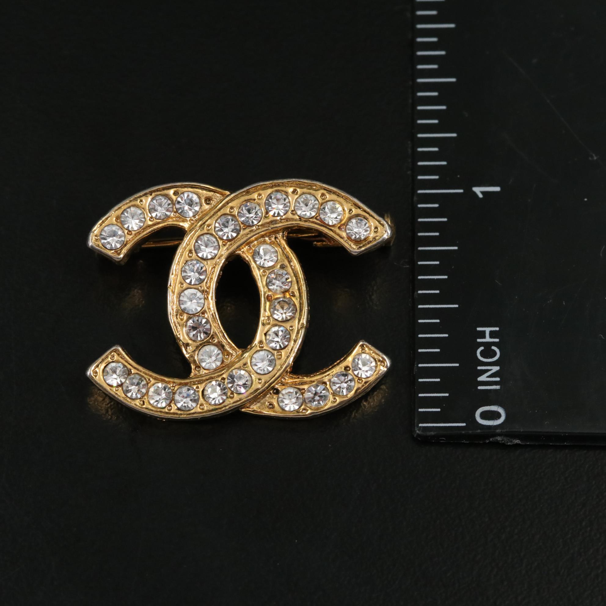 Chanel CC Glass Crystal Brooch