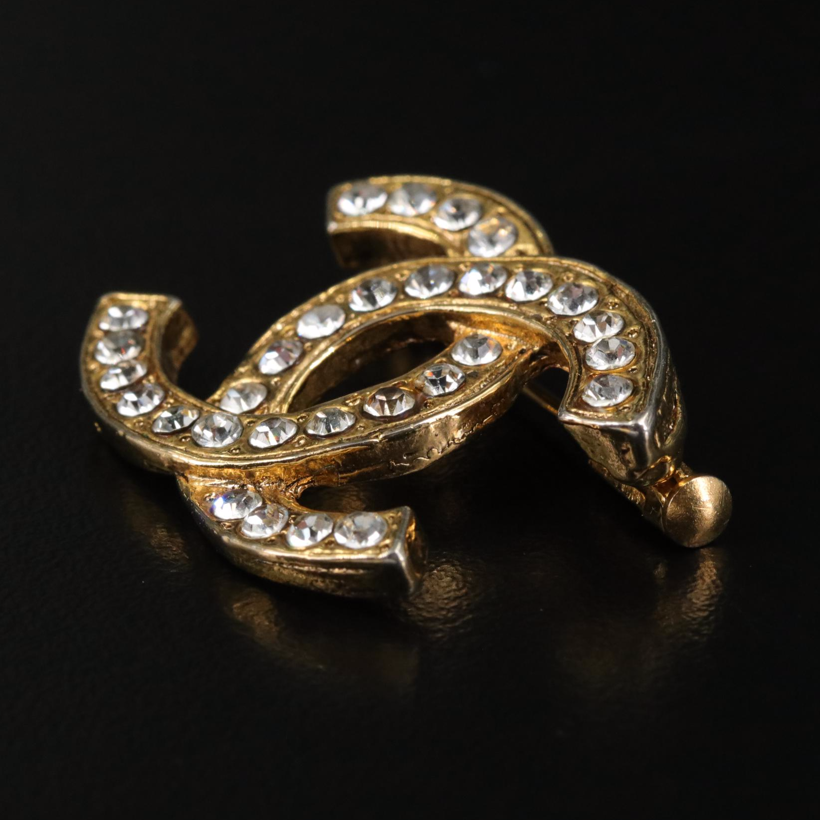 Chanel CC Glass Crystal Brooch