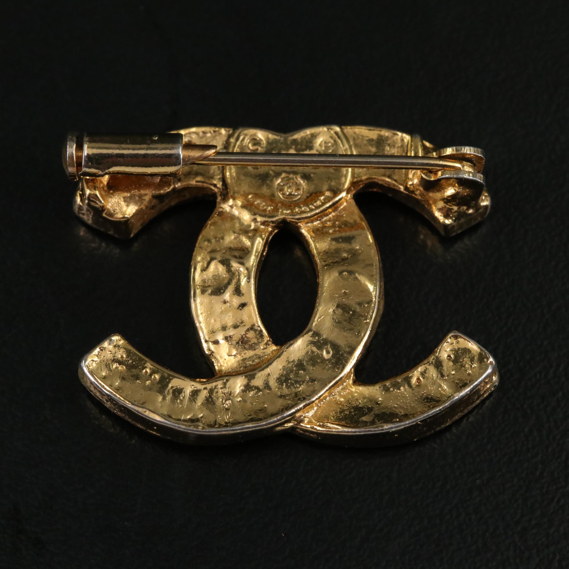 Chanel CC Glass Crystal Brooch
