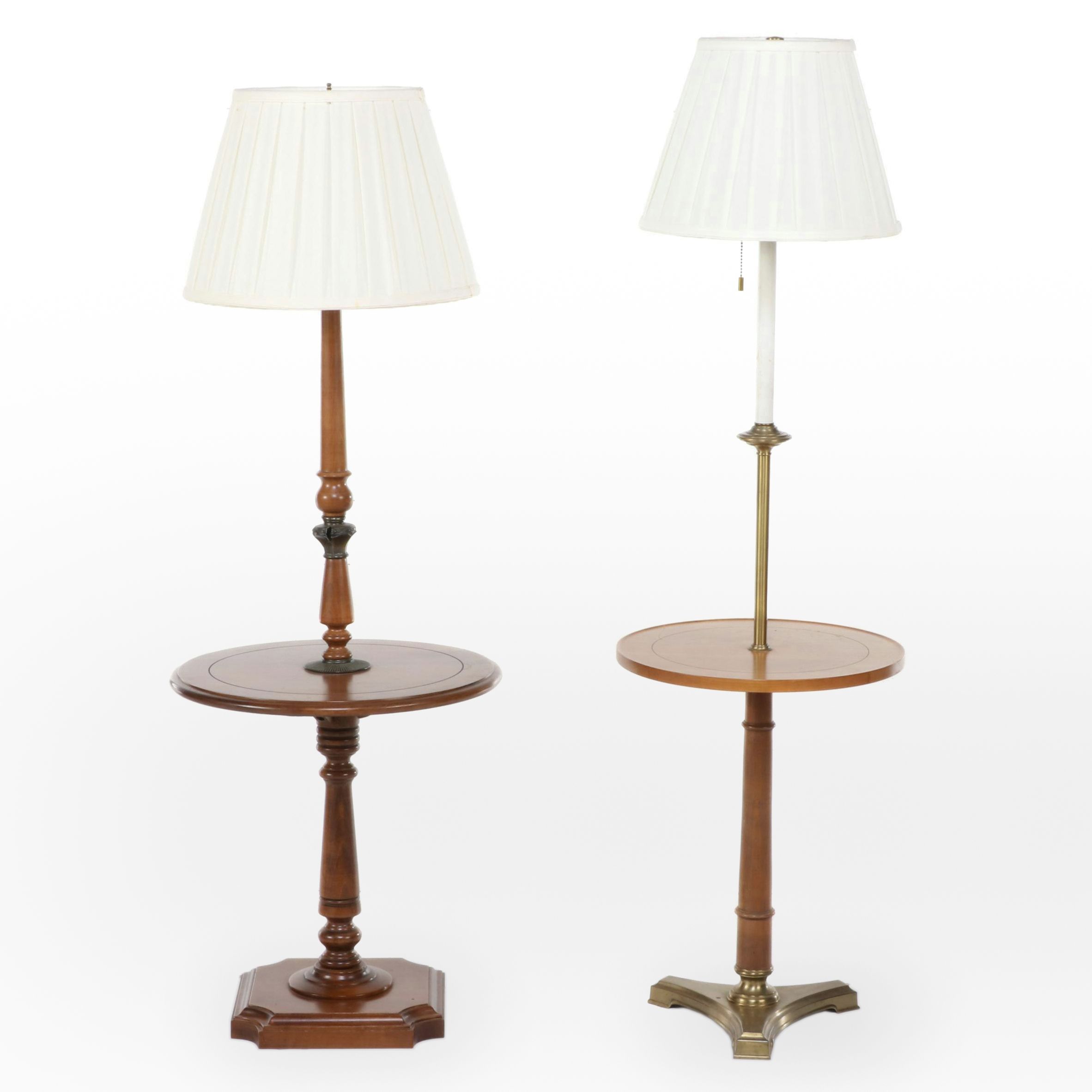 Two Tray Table Floor Lamps, Incl. Cherrywood and Maple Examples