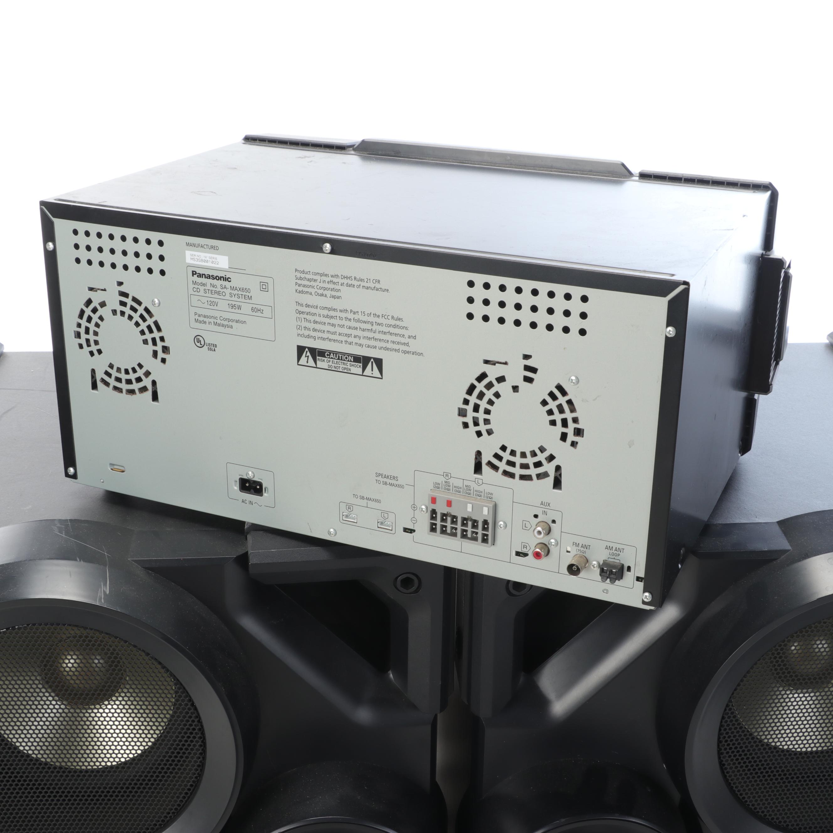 Panasonic SA-MAX650 CD Stereo System and SB-MAX650 Subwoofers
