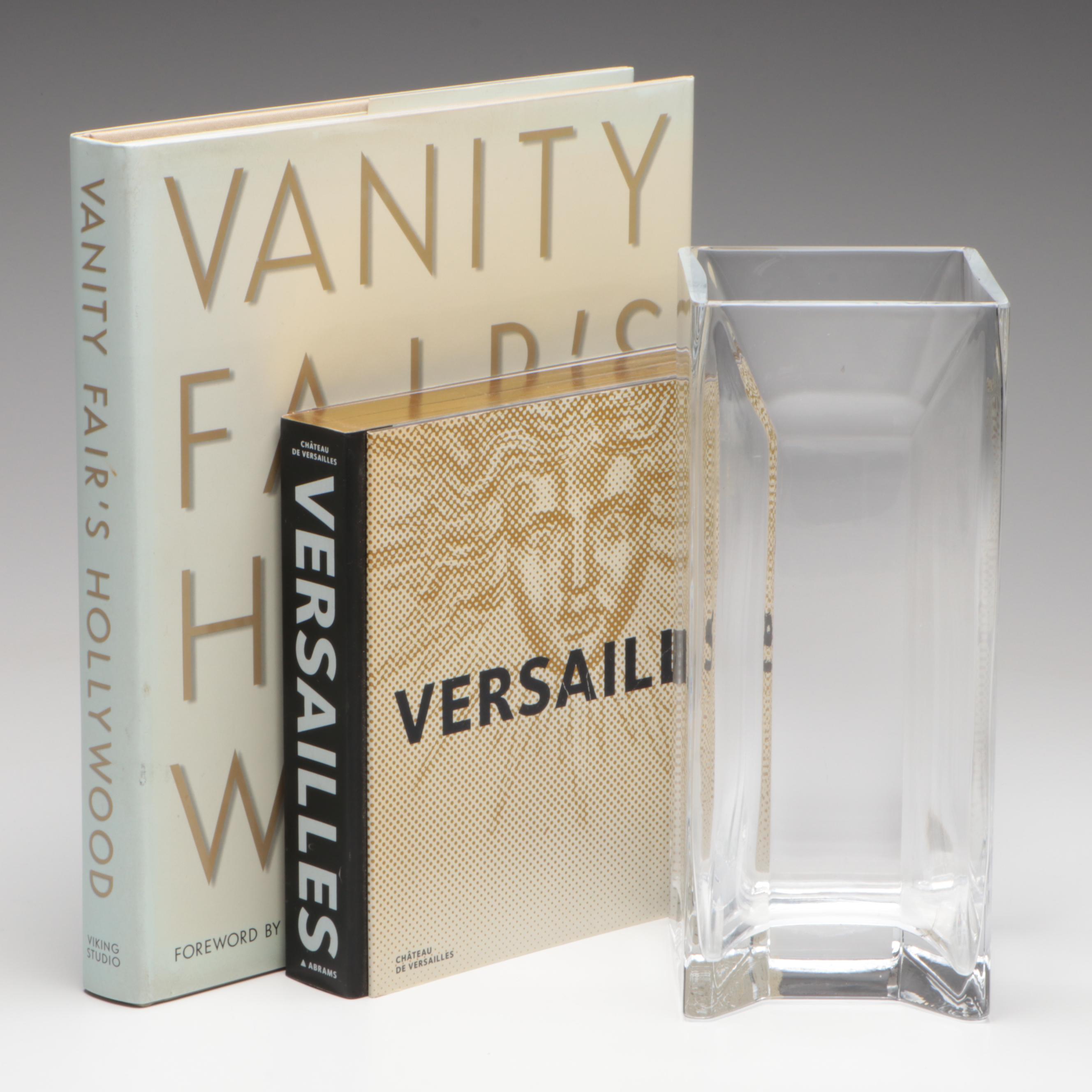 First Edition "Vanity Fair's Hollywood" with Other Book and Crystal Vase