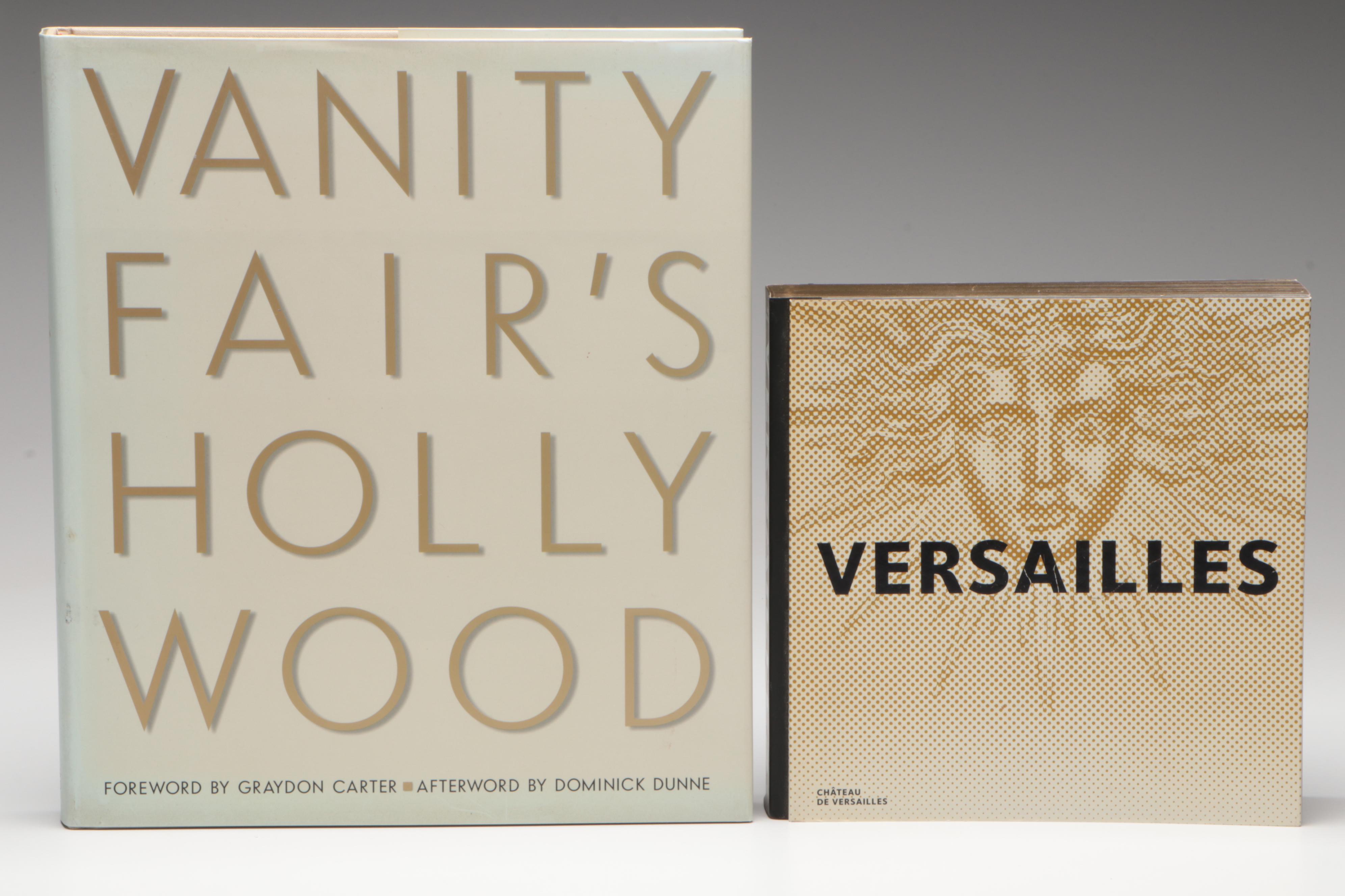 First Edition "Vanity Fair's Hollywood" with Other Book and Crystal Vase