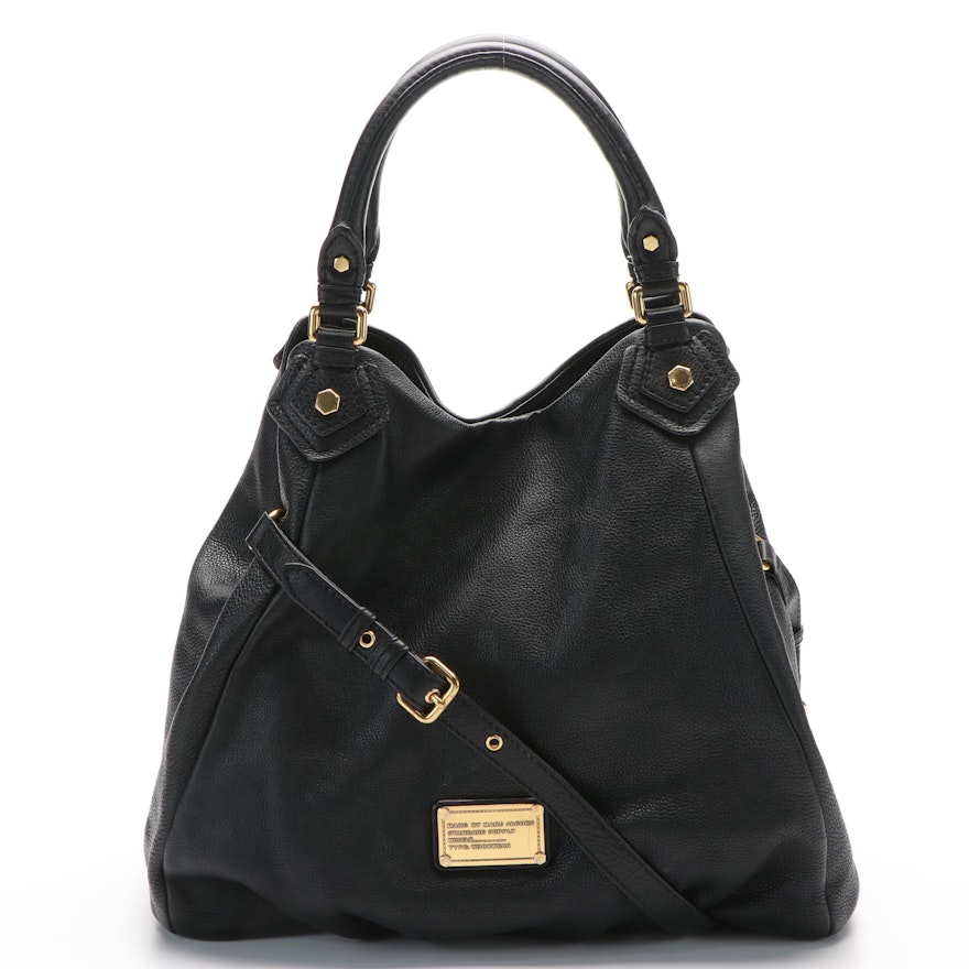 Marc Jacobs Classic Q Francesca Tote Bag in Black Pebbled Leather