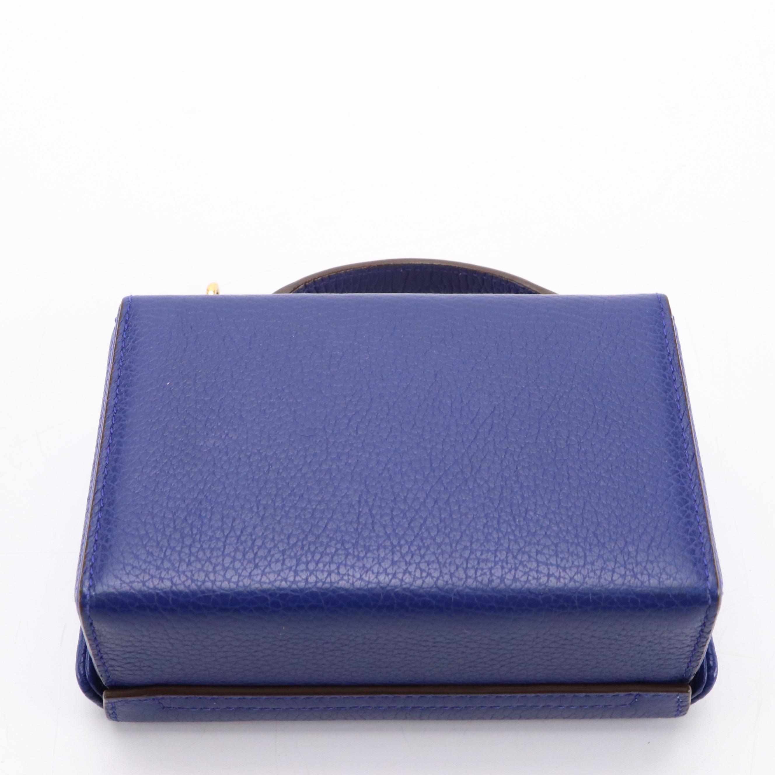 Mark Cross Grain Leather Grace Box Purse with Leather and Chain Crossbody Straps