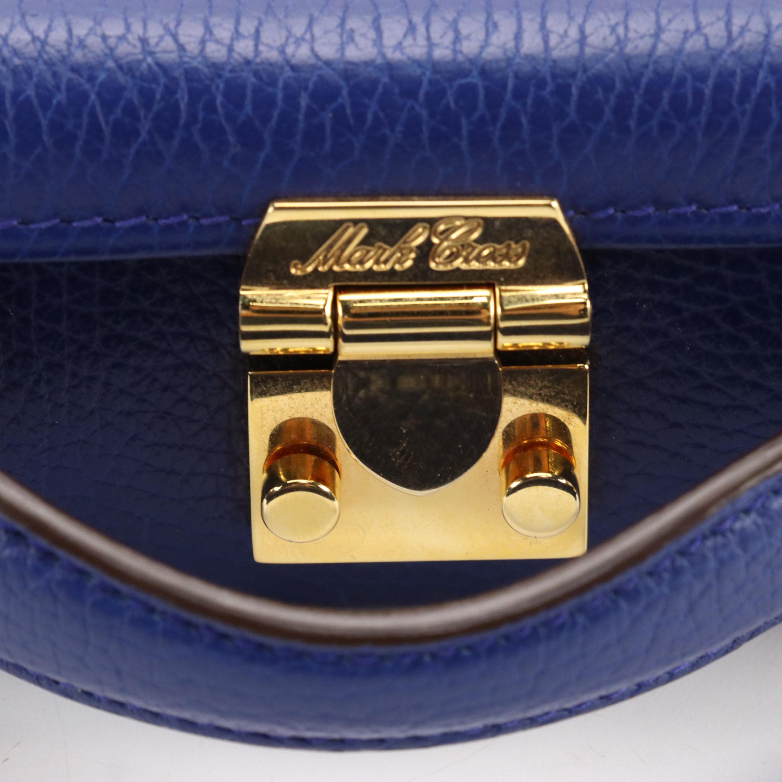 Mark Cross Grain Leather Grace Box Purse with Leather and Chain Crossbody Straps