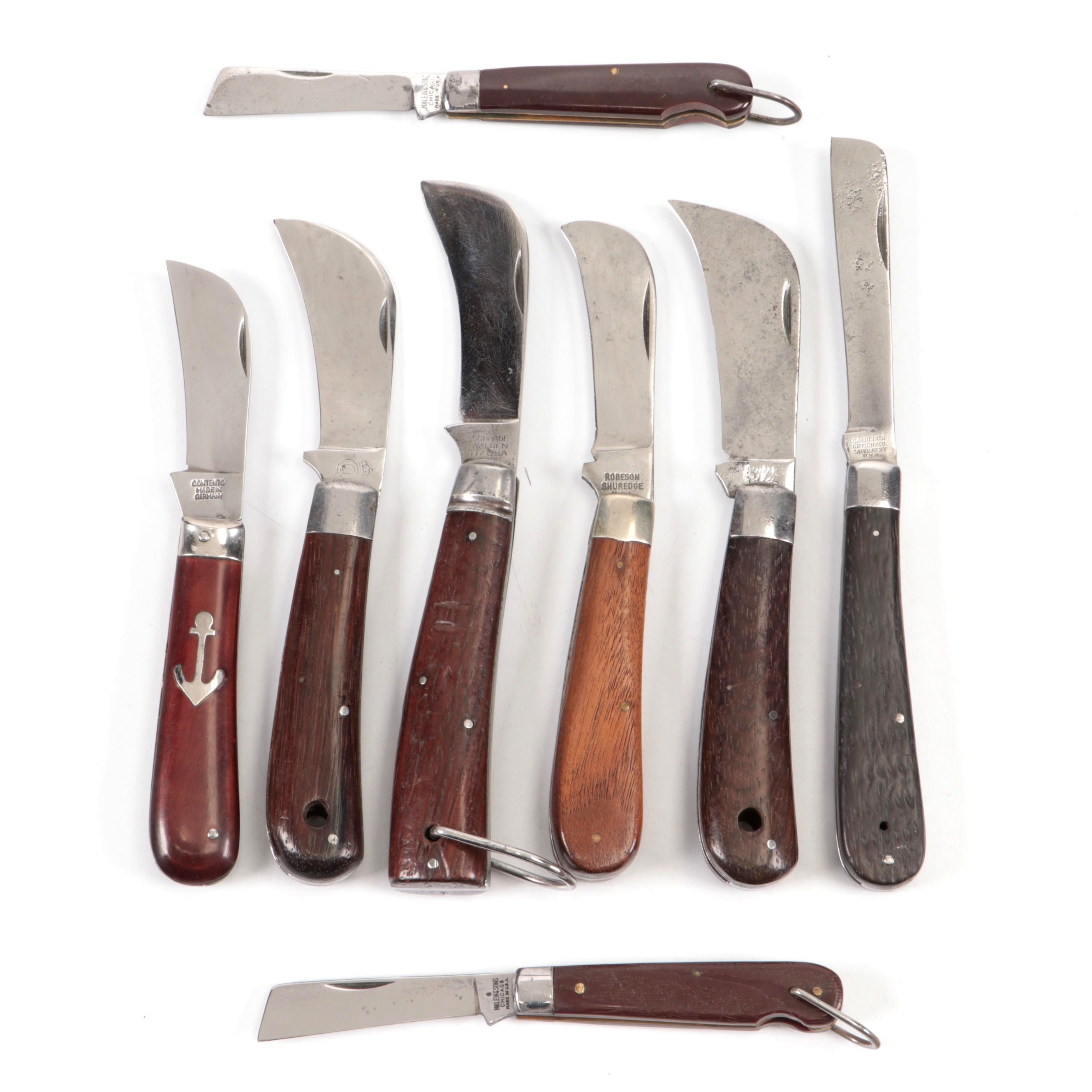 Schrade, Robeson Shuredge and Other Folding Hawkbill Knives, Vintage