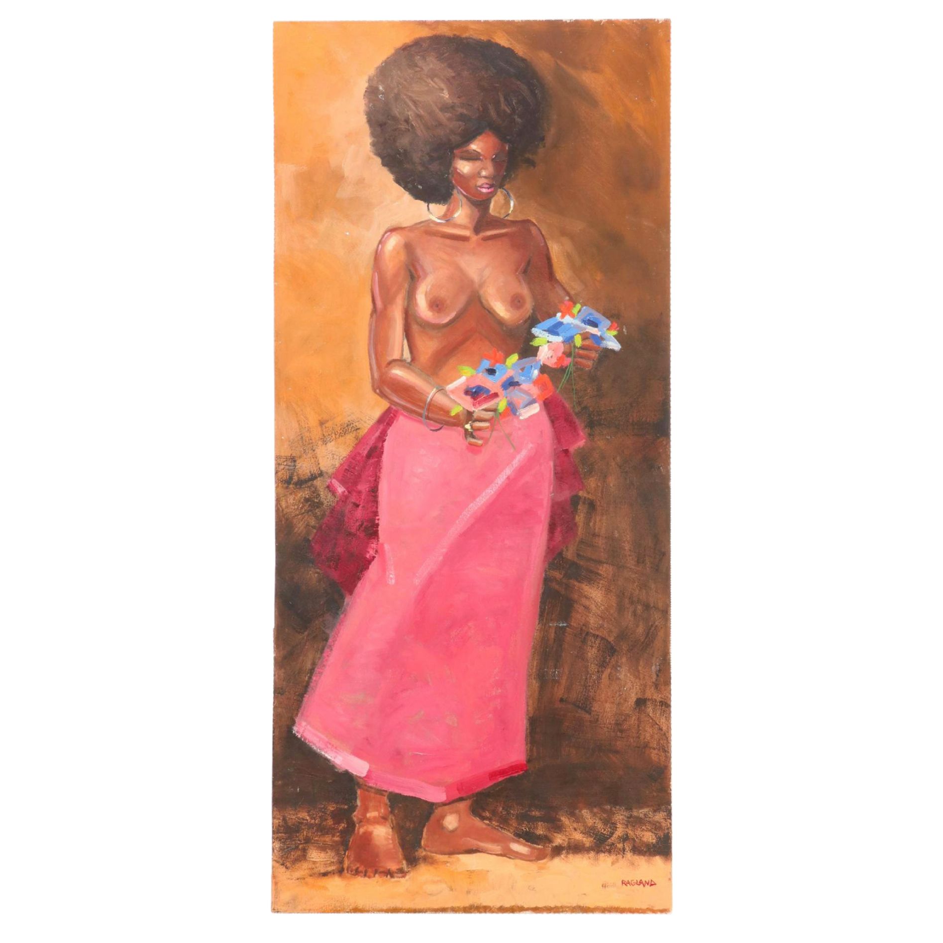 Bob Ragland Female Figure Study Oil Painting, 1973