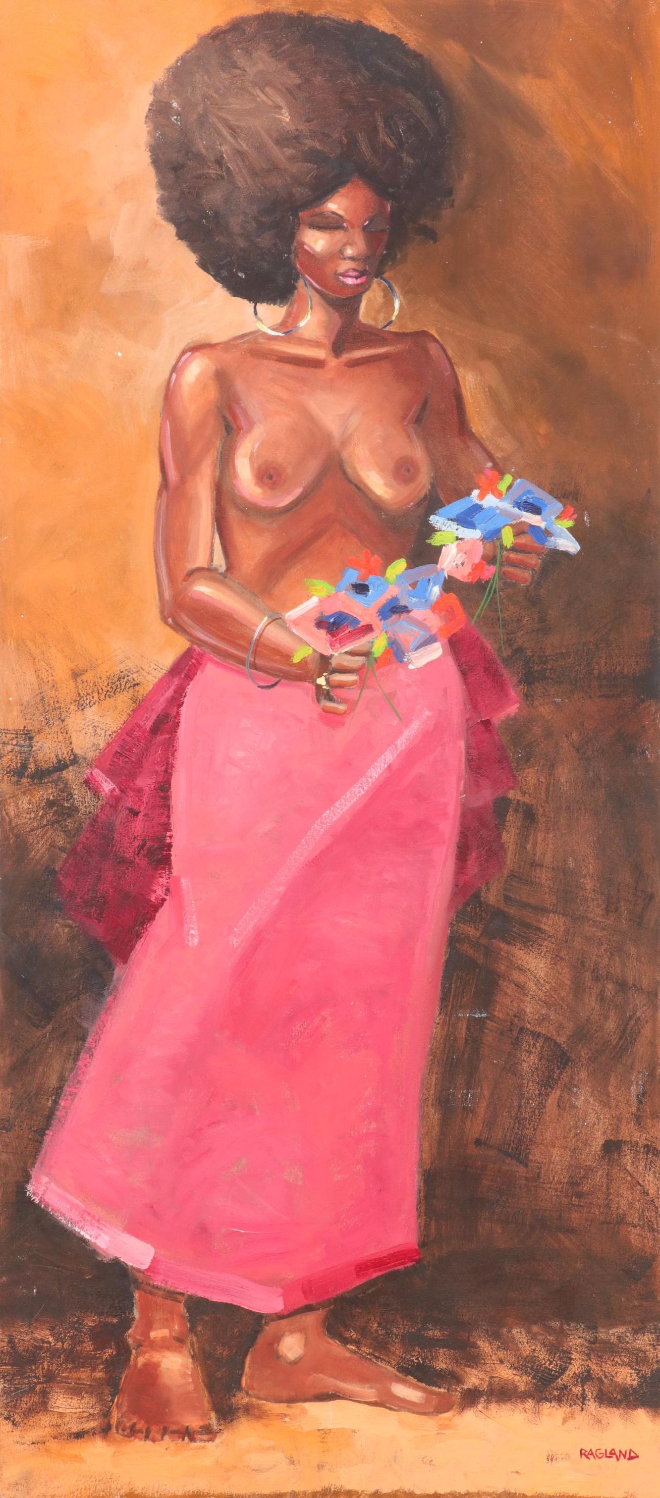 Bob Ragland Female Figure Study Oil Painting, 1973