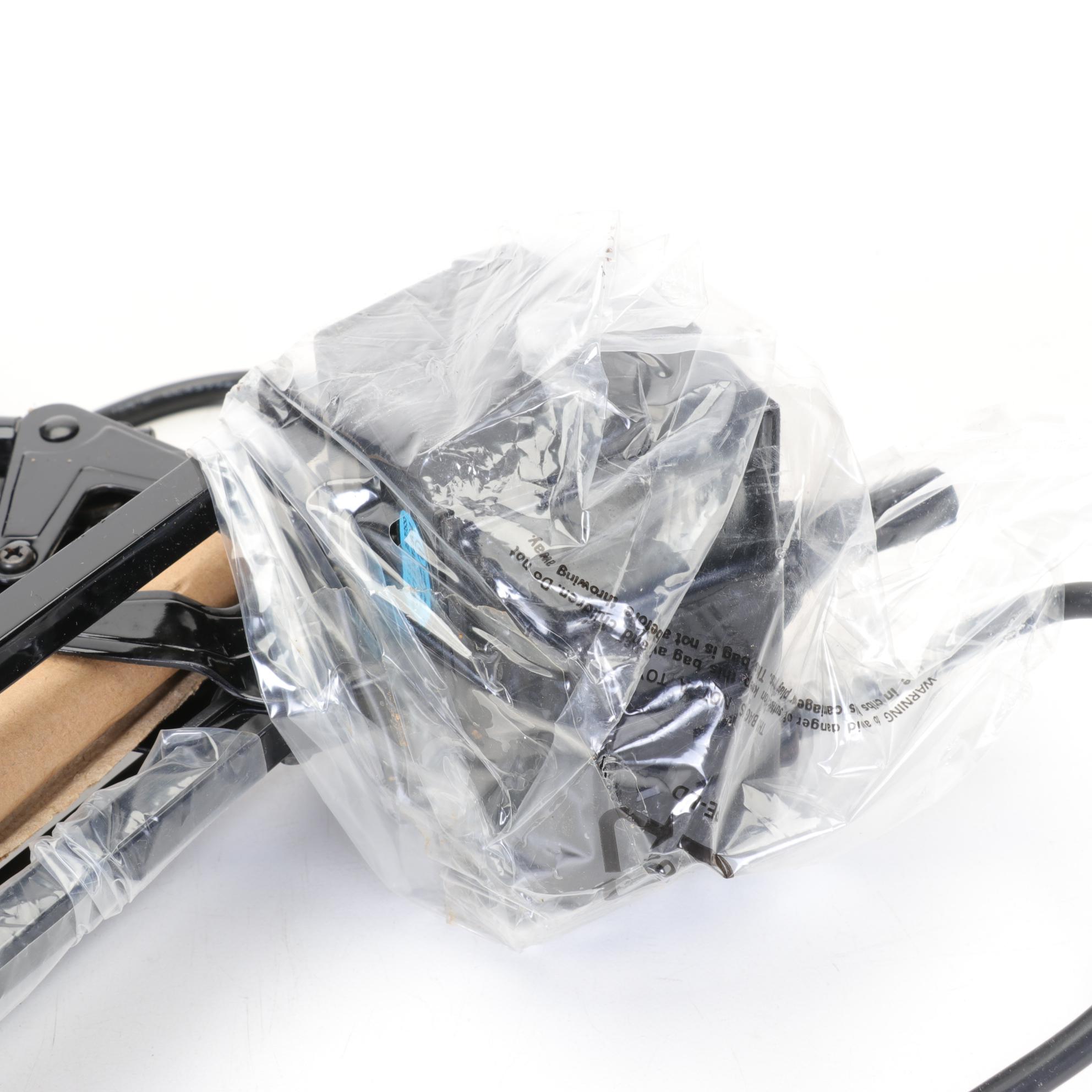 Two Black Articulated Desk Hobby Lamps with Magnification Lenses