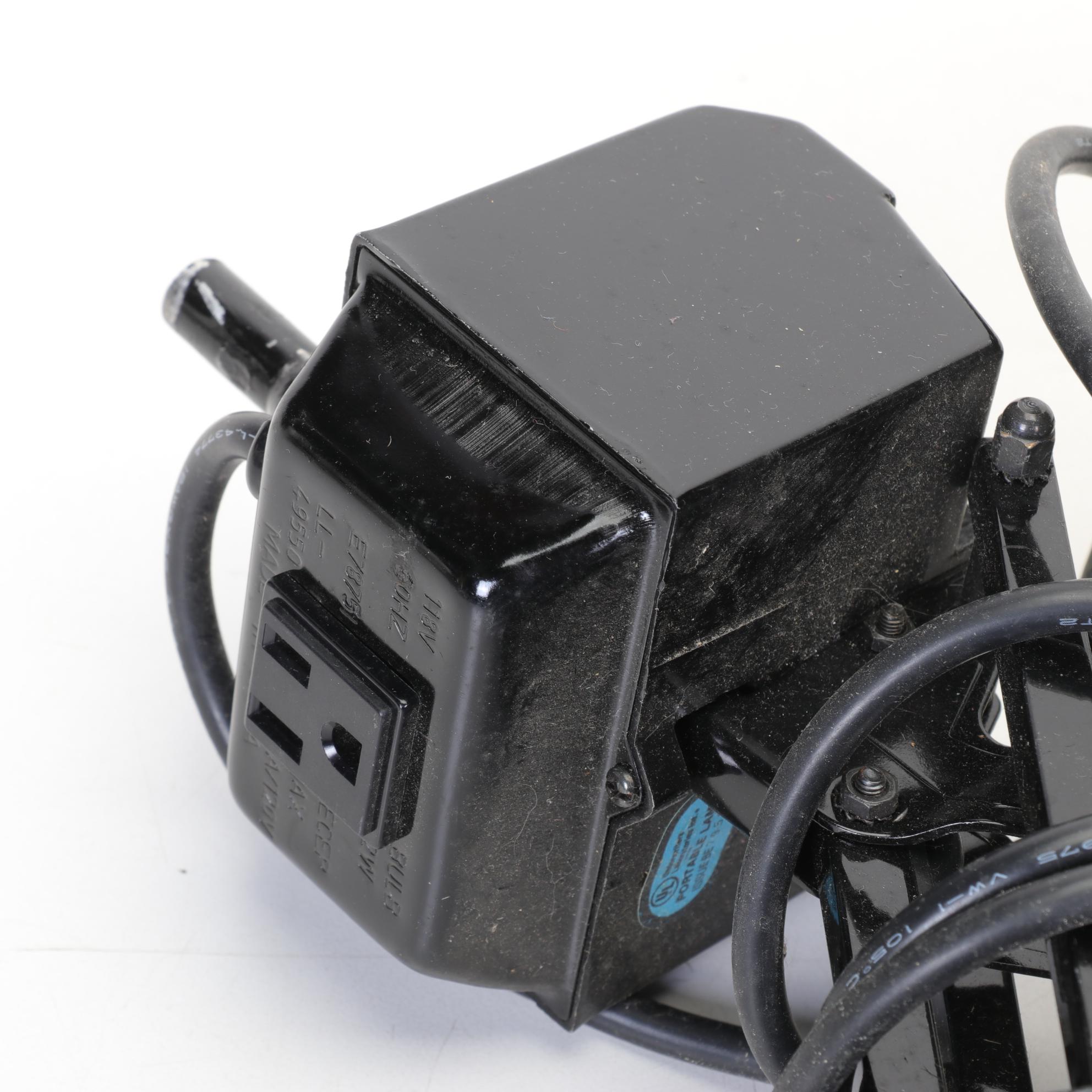 Two Black Articulated Desk Hobby Lamps with Magnification Lenses