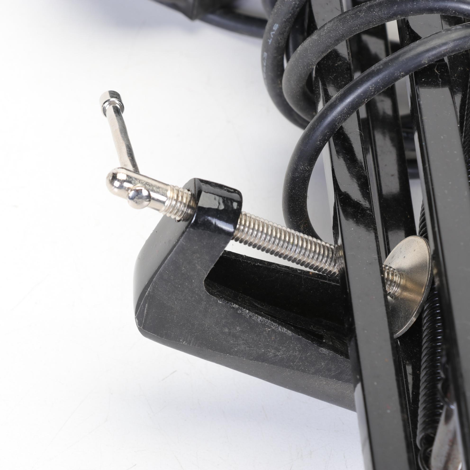 Two Black Articulated Desk Hobby Lamps with Magnification Lenses