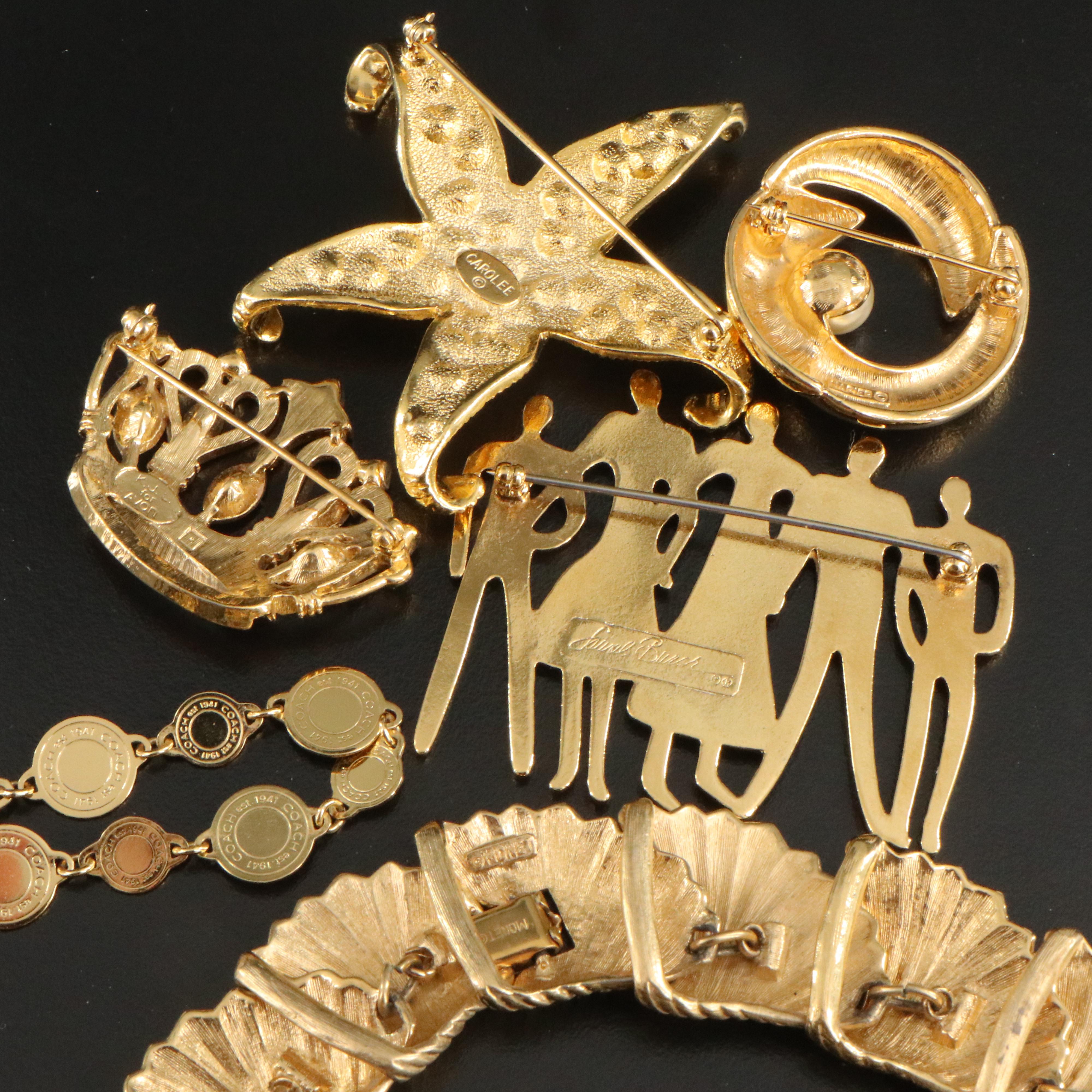 Signed Jewelry Collection with Tiger's Eye, Faux Pearl and Gemstones