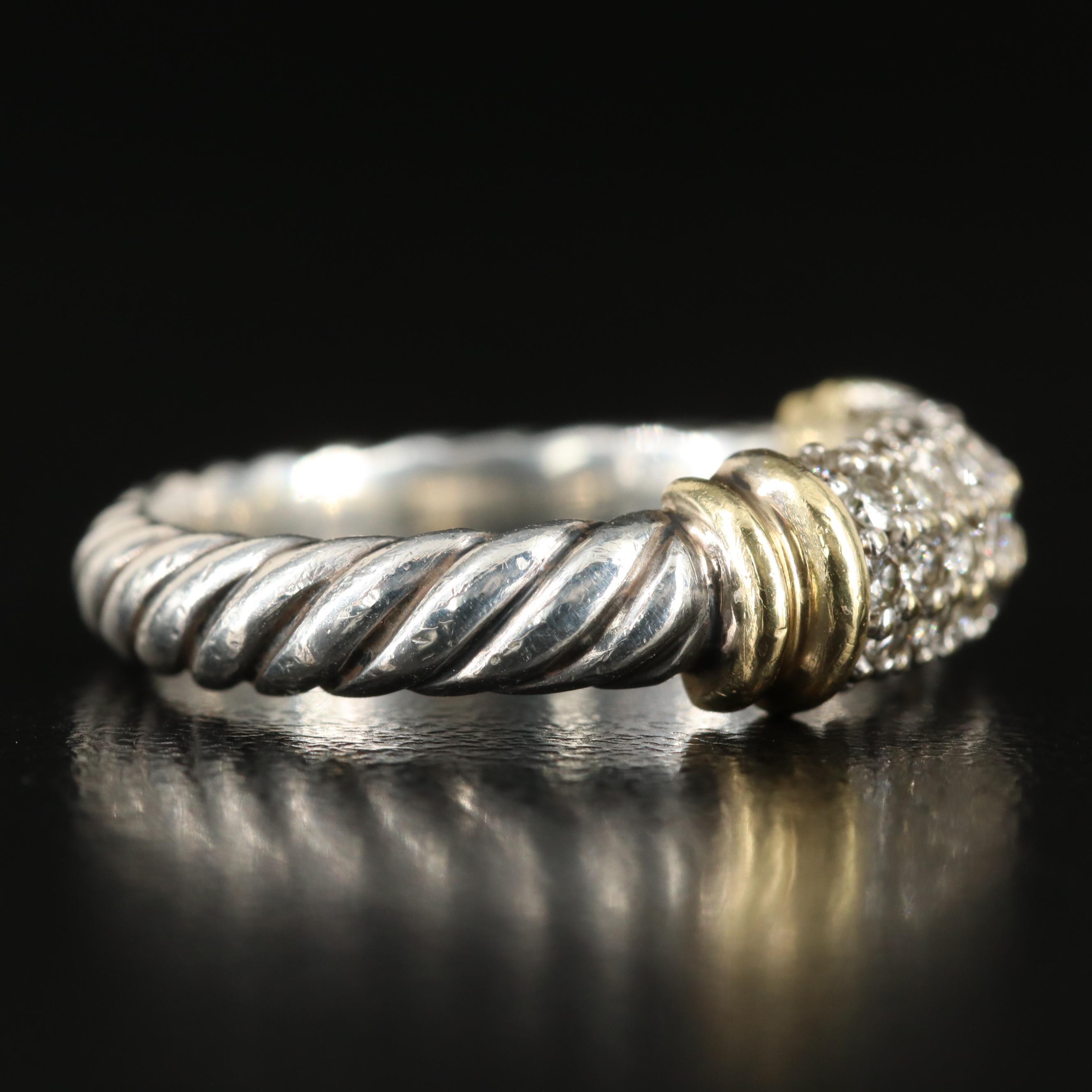 David Yurman "Metro" Sterling and 18K Pavé Diamond Band